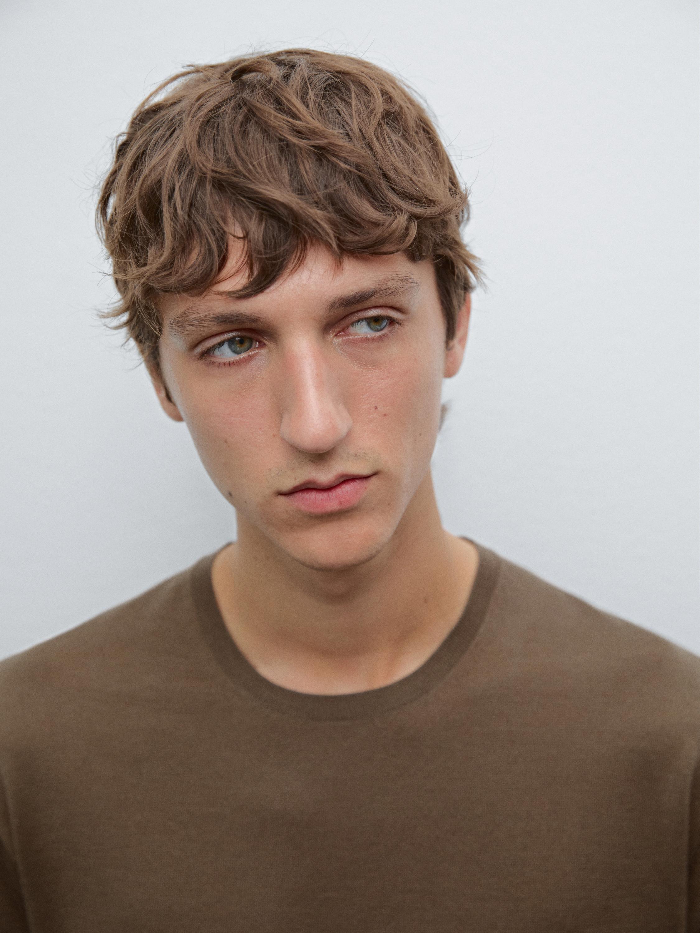 Short sleeve knit wool blend T-shirt