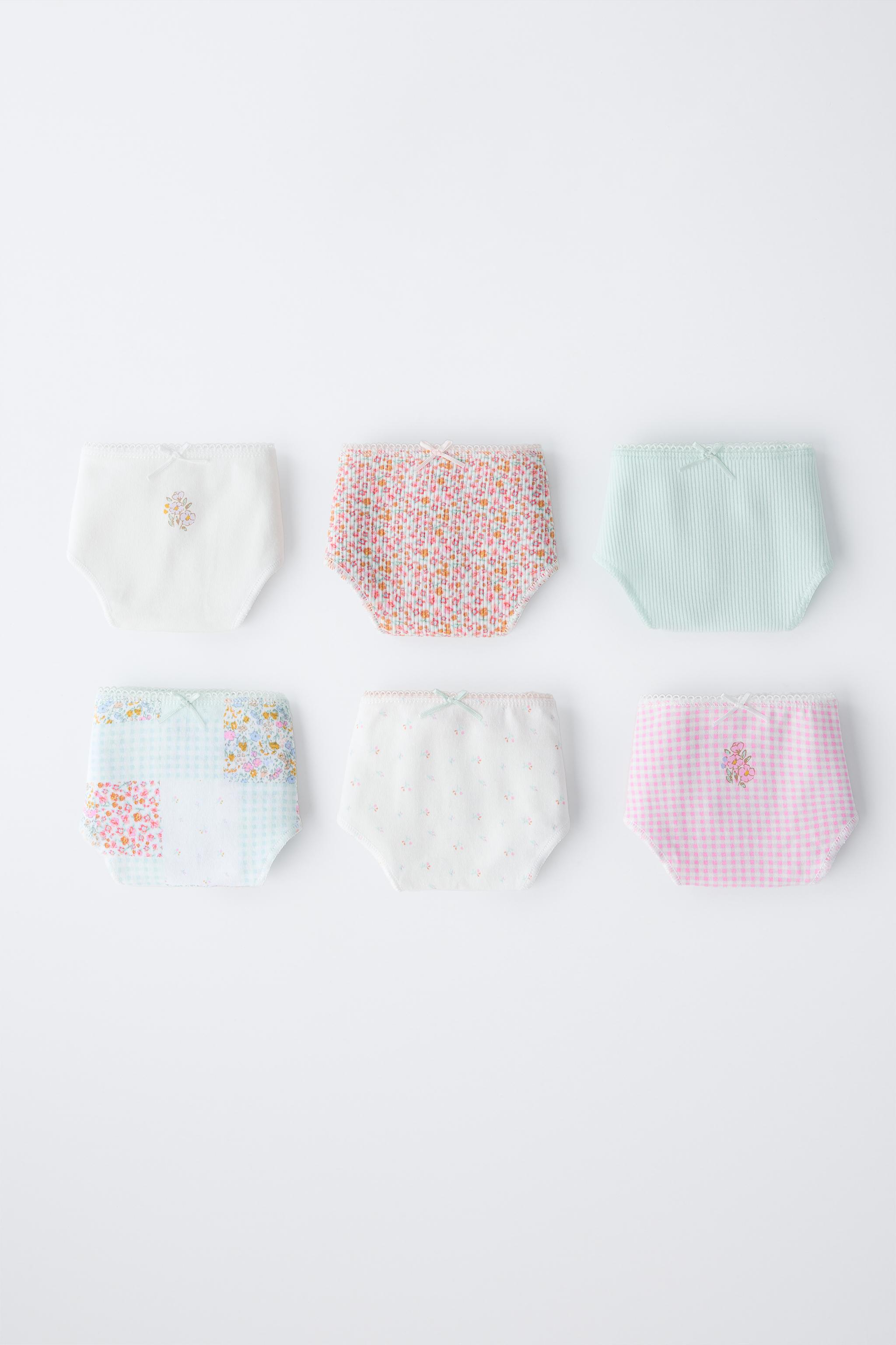 6-14 YEARS/ SIX-PACK OF PATCHWORK AND RIBBED FLORAL UNDERWEAR
