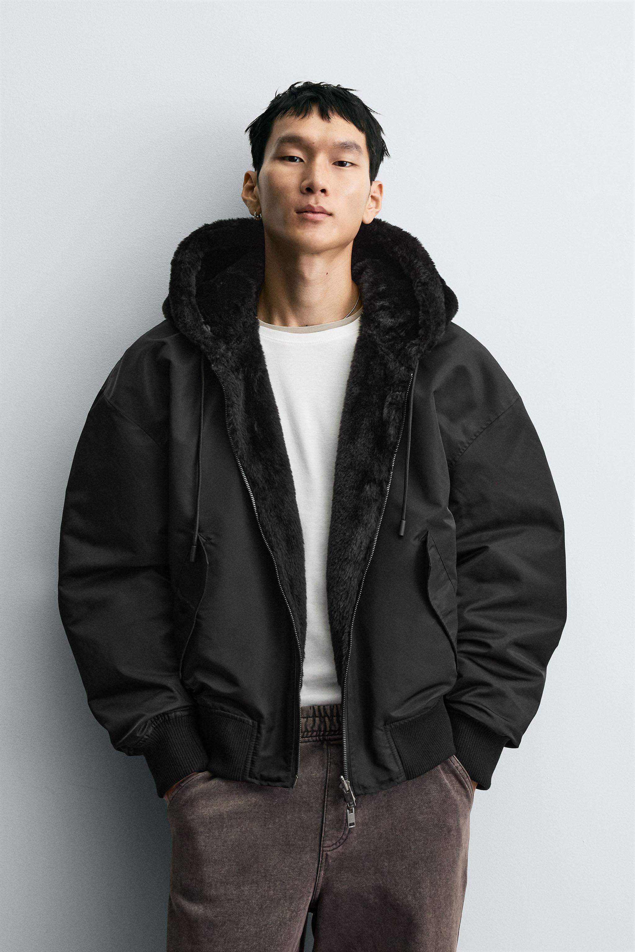 REVERSIBLE FAUX FUR BOMBER JACKET