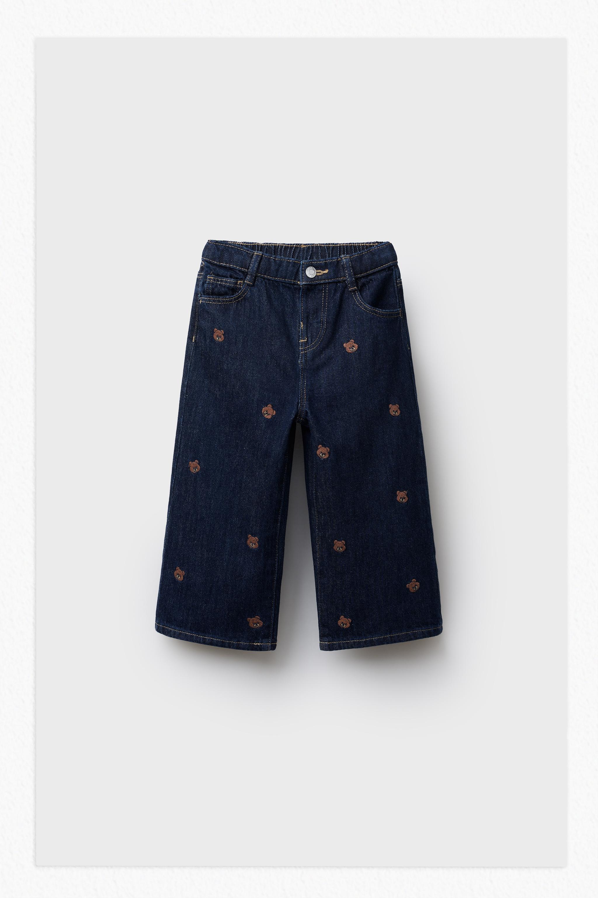 EMBROIDERED BEAR CULOTTE JEANS