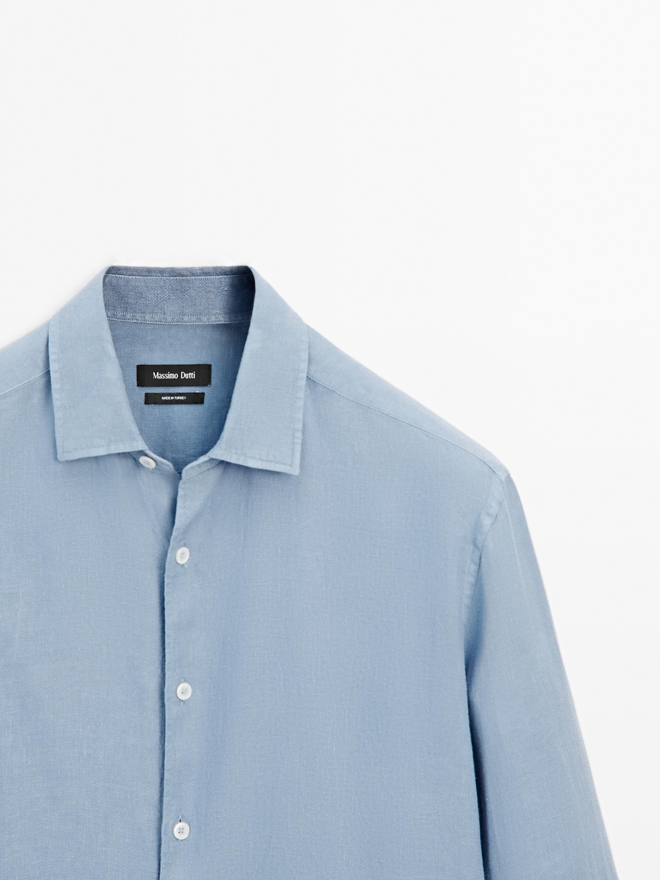 Slim fit linen blend shirt