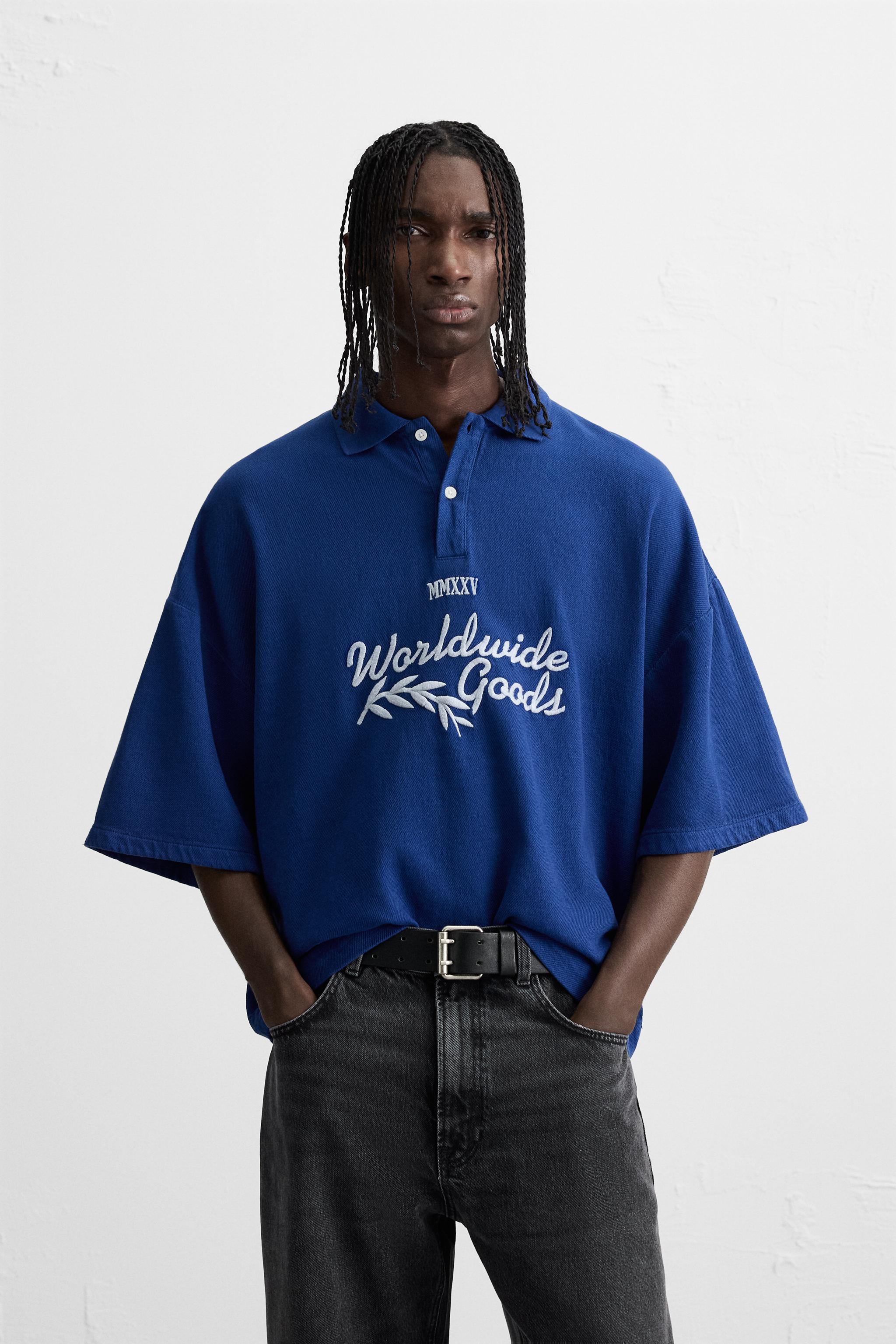 EMBROIDERED TEXT POLO SHIRT