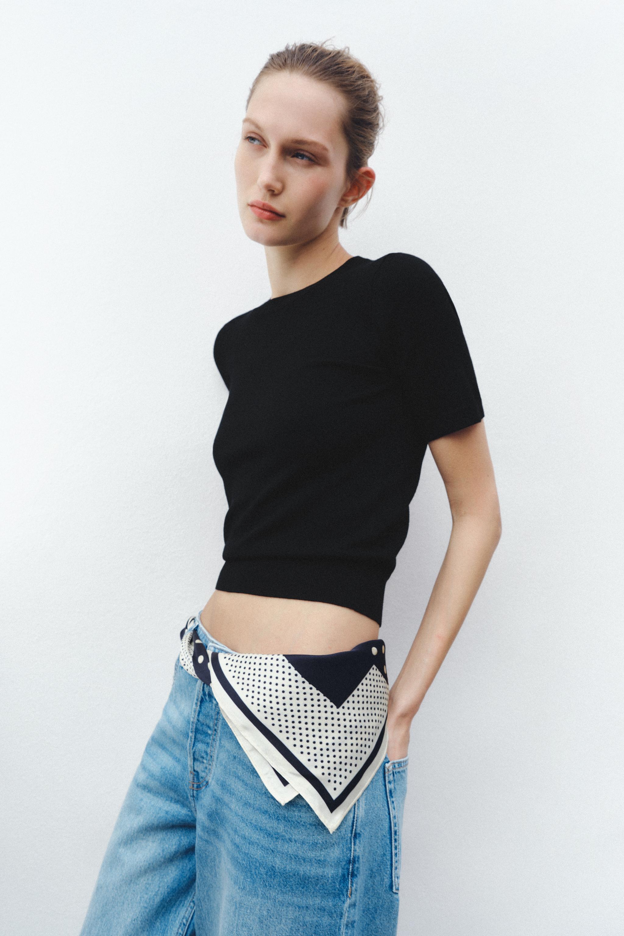 SHORT SLEEVE BASIC KNIT TOP