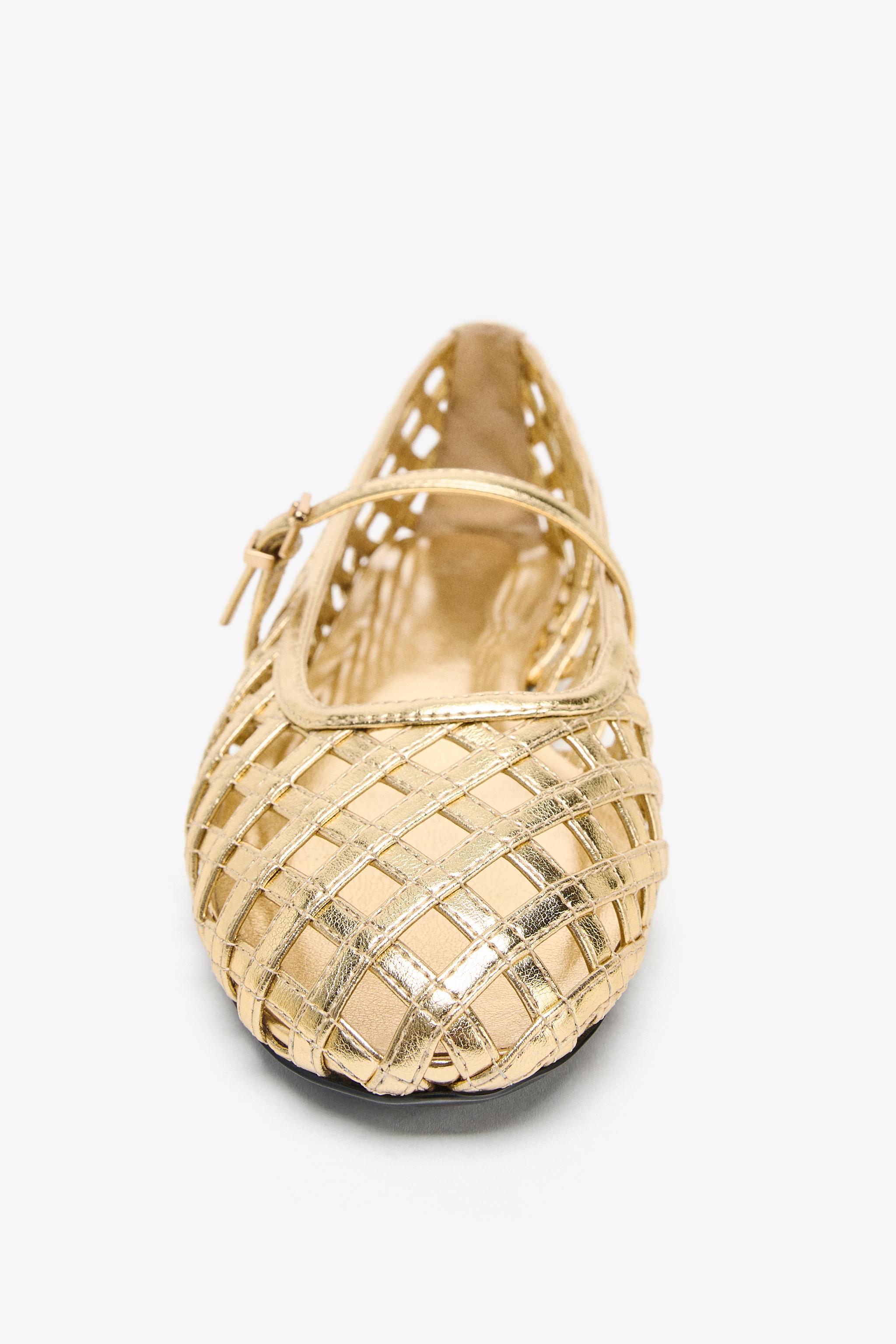 METALLIC EFFECT MESH BALLET FLATS