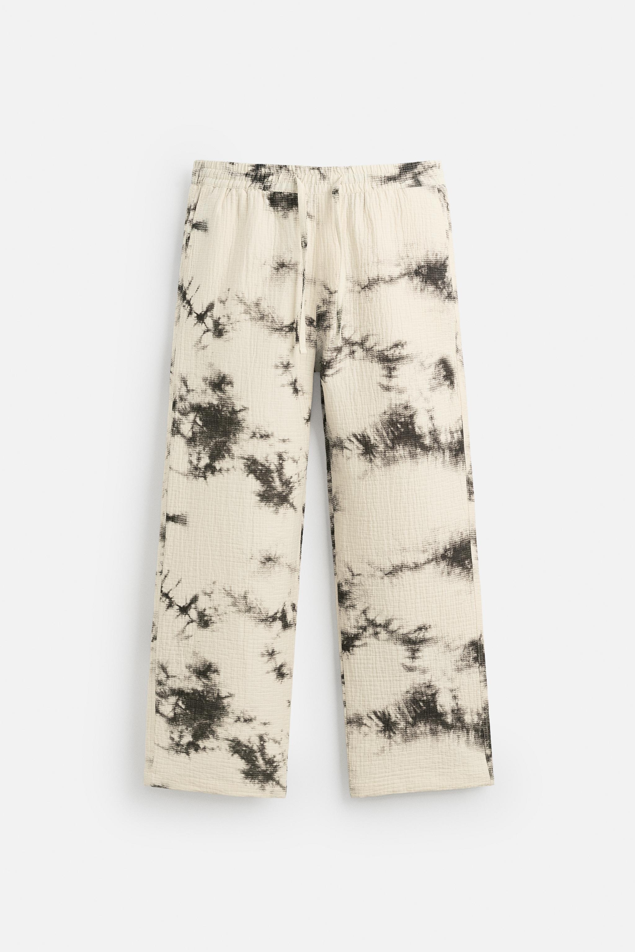 TEXTURED TIE-DYE PRINT PANTS