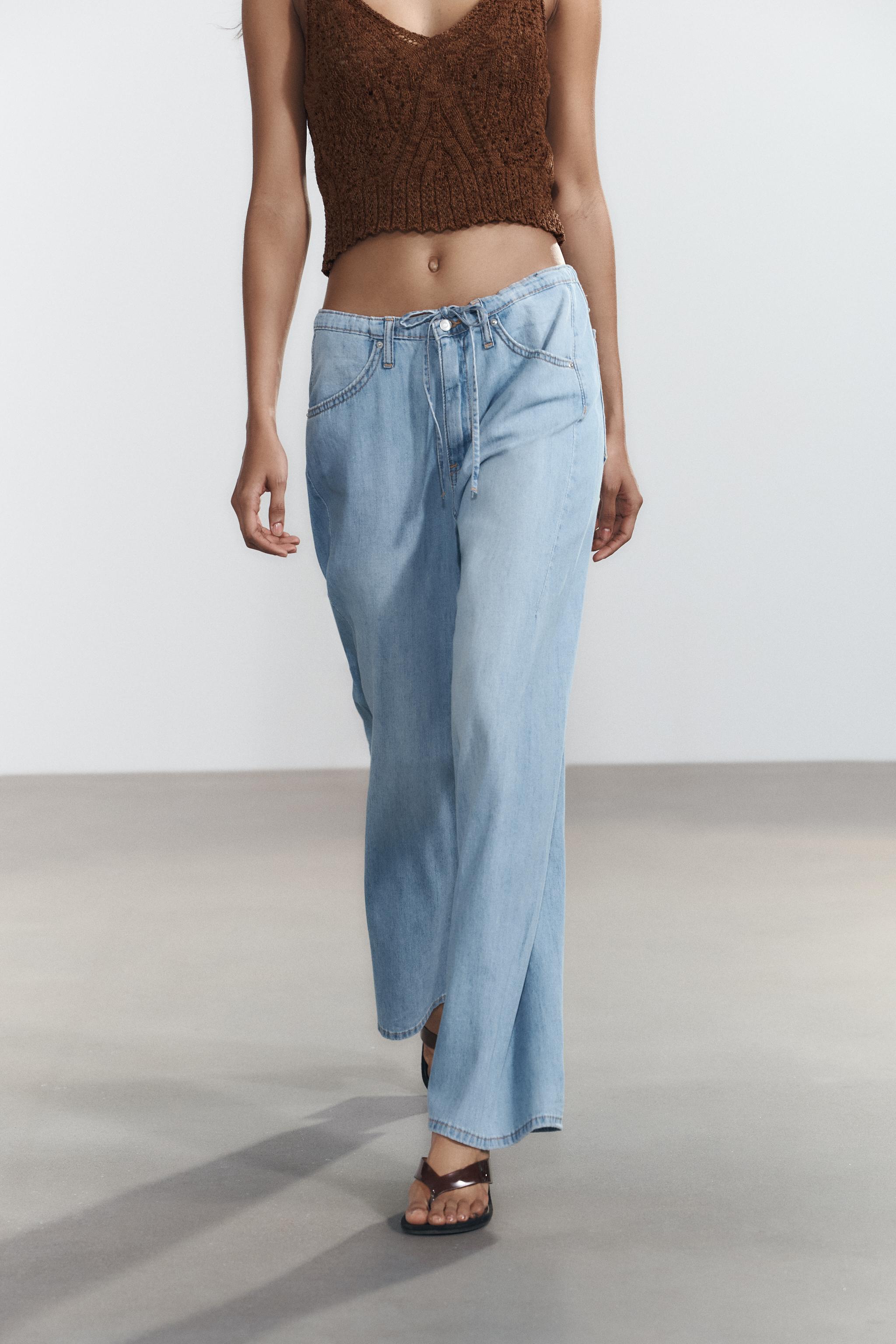 FLOWY DRAWSTRING DENIM PANTS