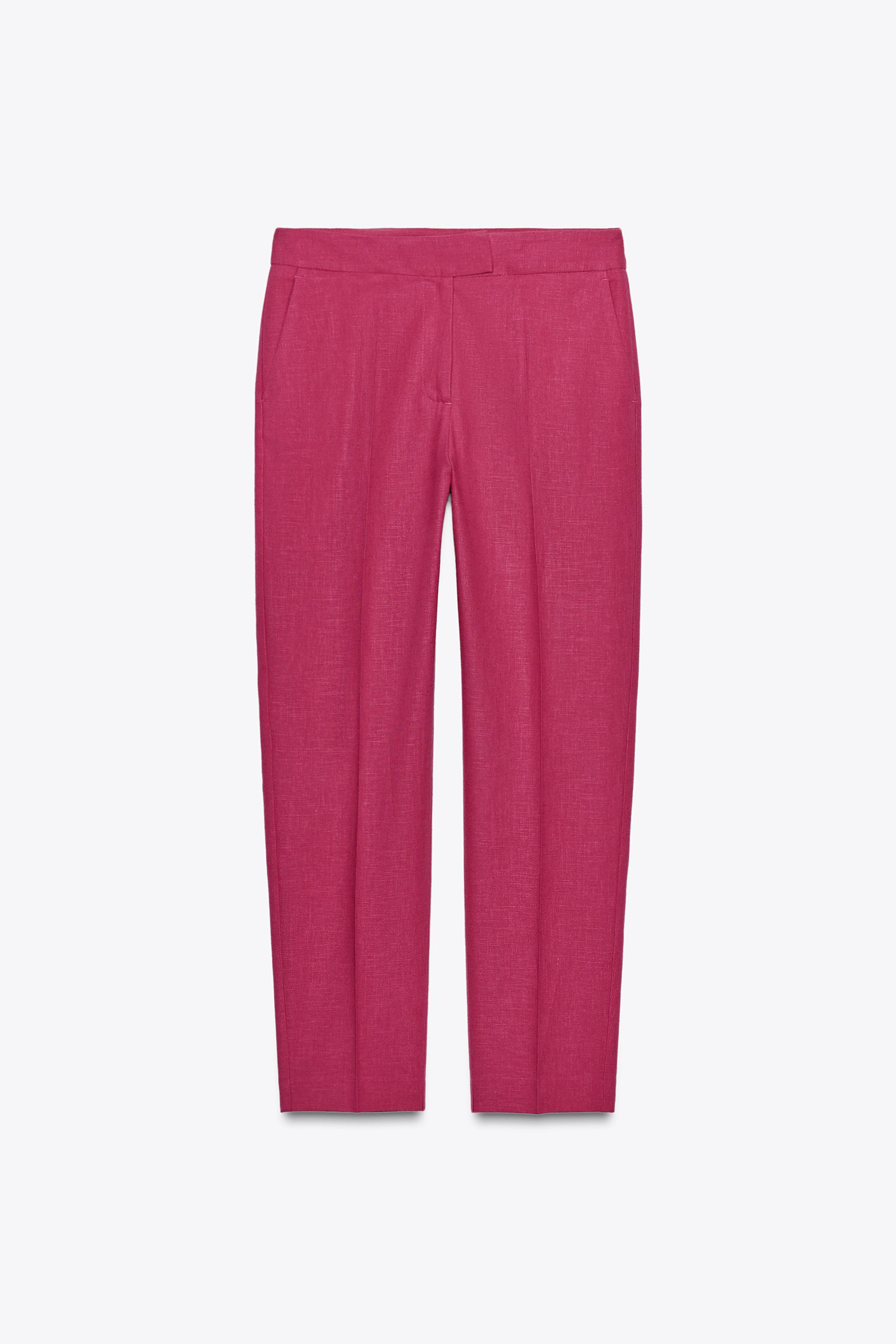 HIGH-WAISTED SLIM LINEN PANTS