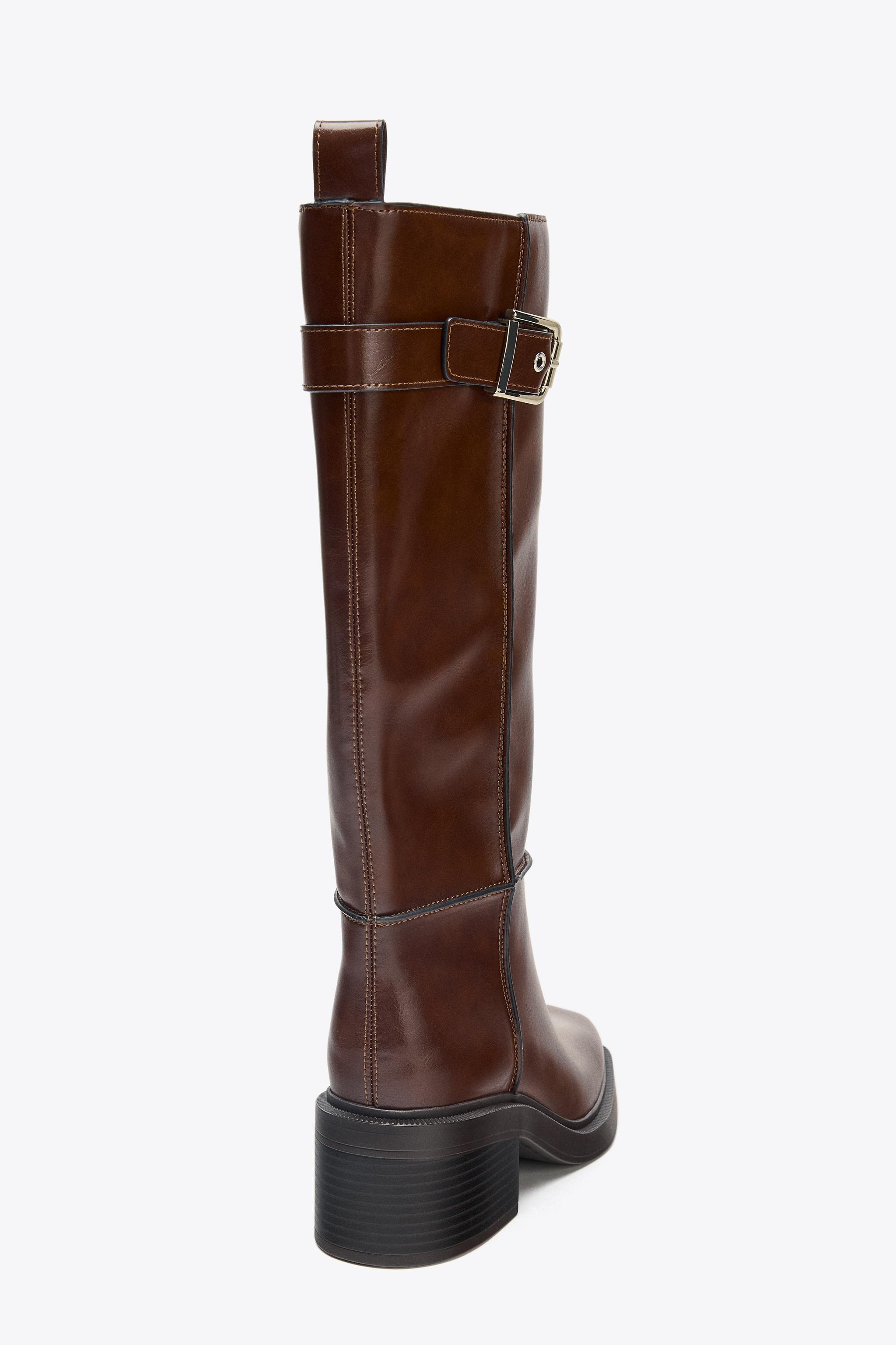 TOPSTITCHED HIGH-SHAFT BOOTS