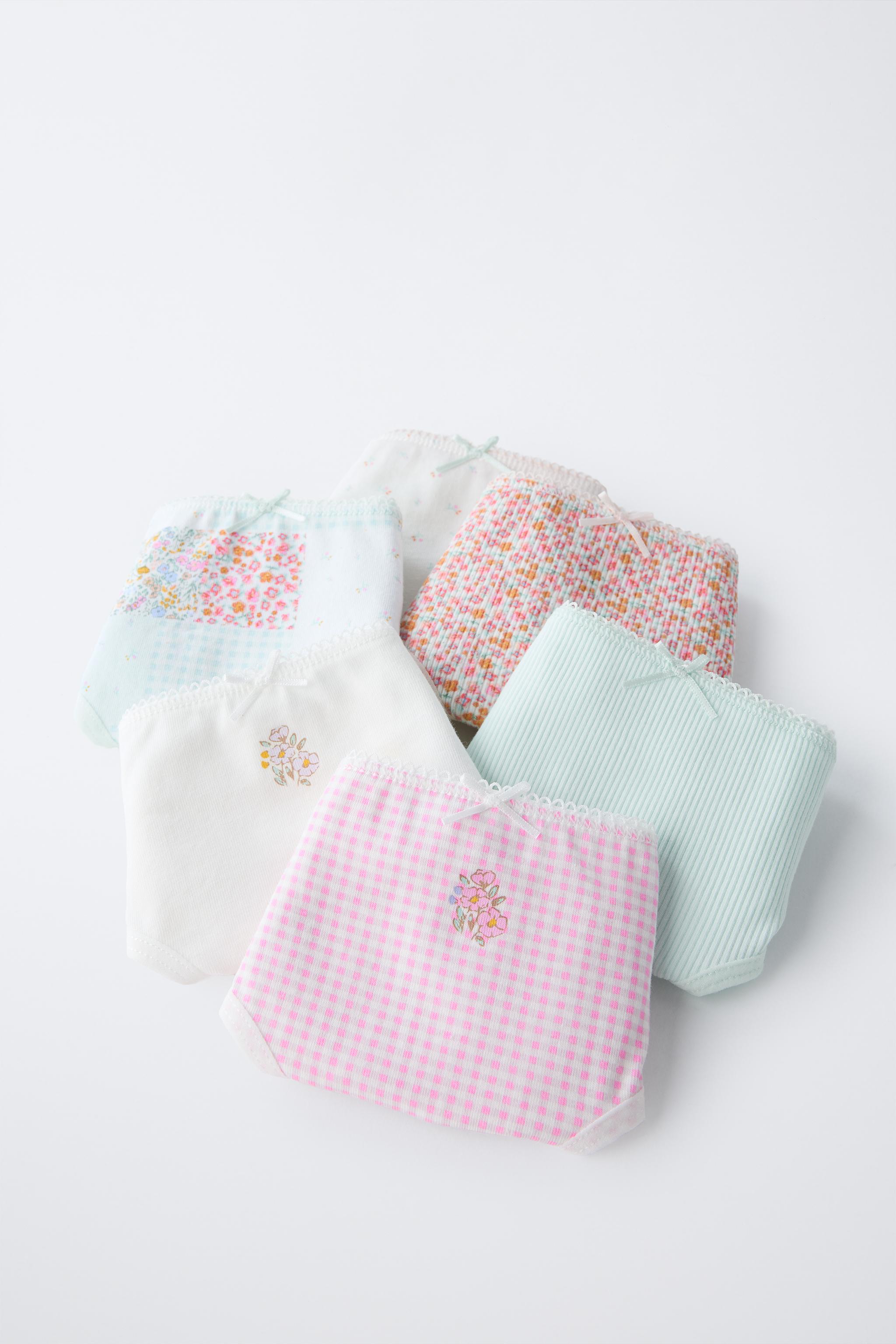 2-6 YEARS/ SIX-PACK OF RIBBED PATCHWORK AND FLORAL UNDERWEAR