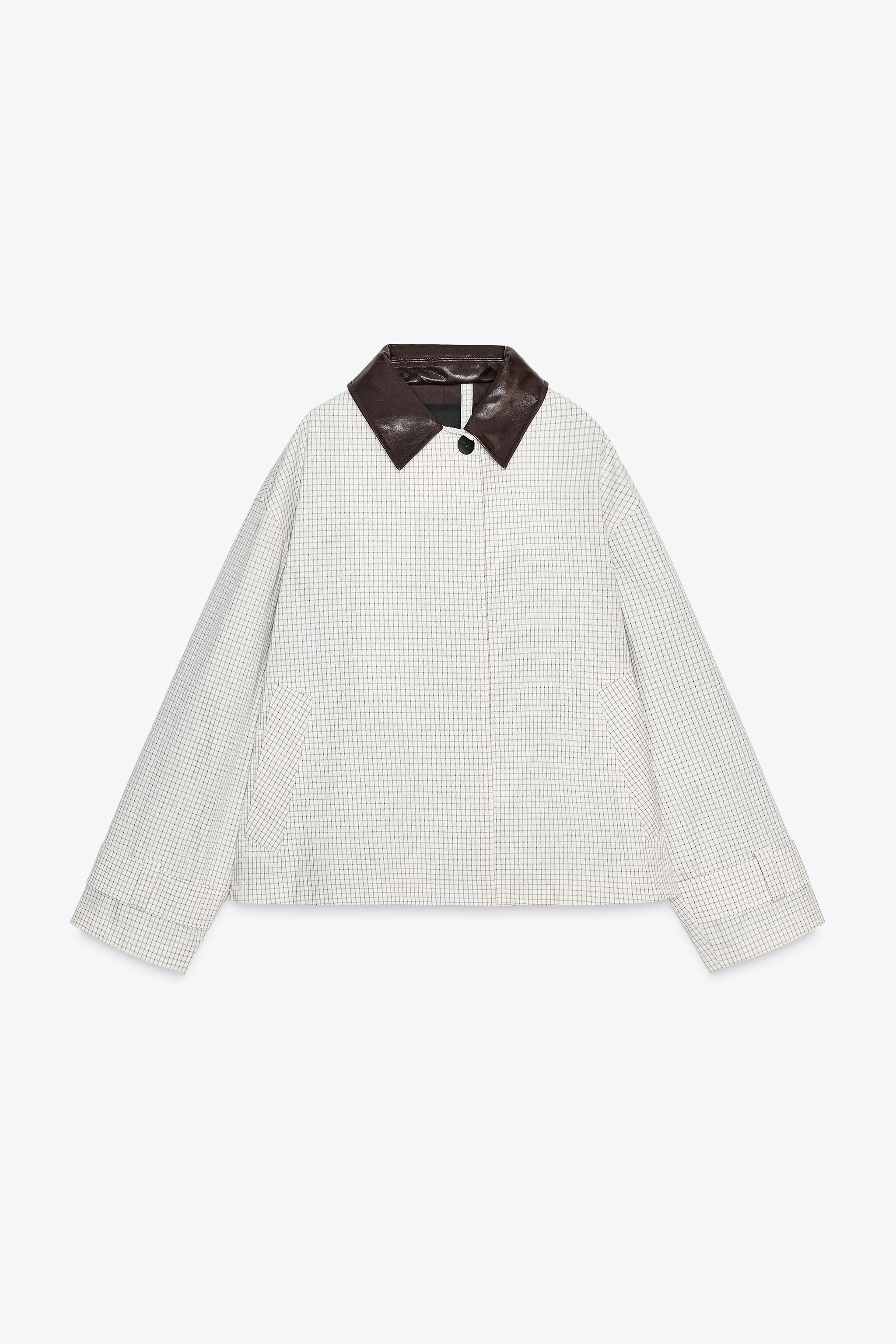 LEATHER COLLAR SHORT TRENCH COAT ZW COLLECTION