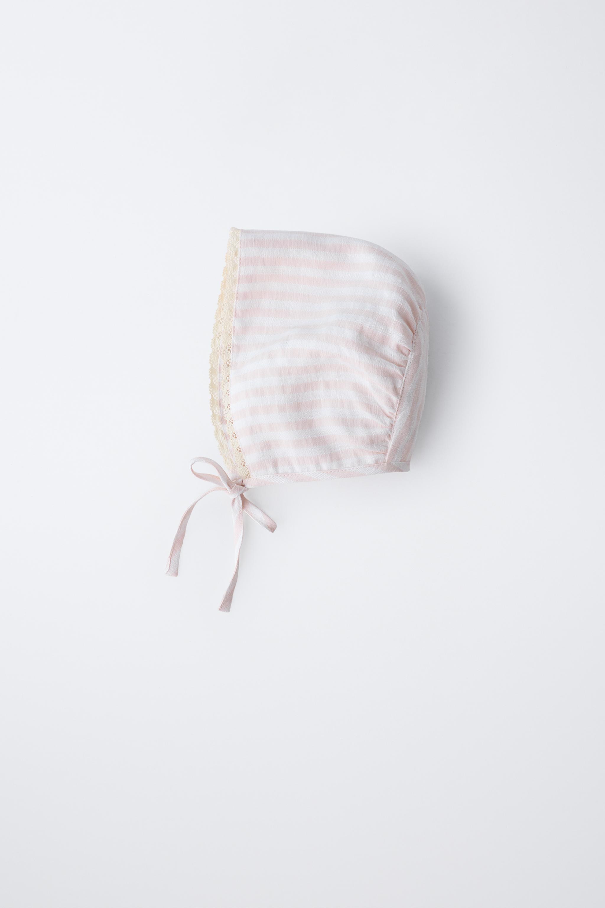 SEERSUCKER STRIPE LACE BONNET