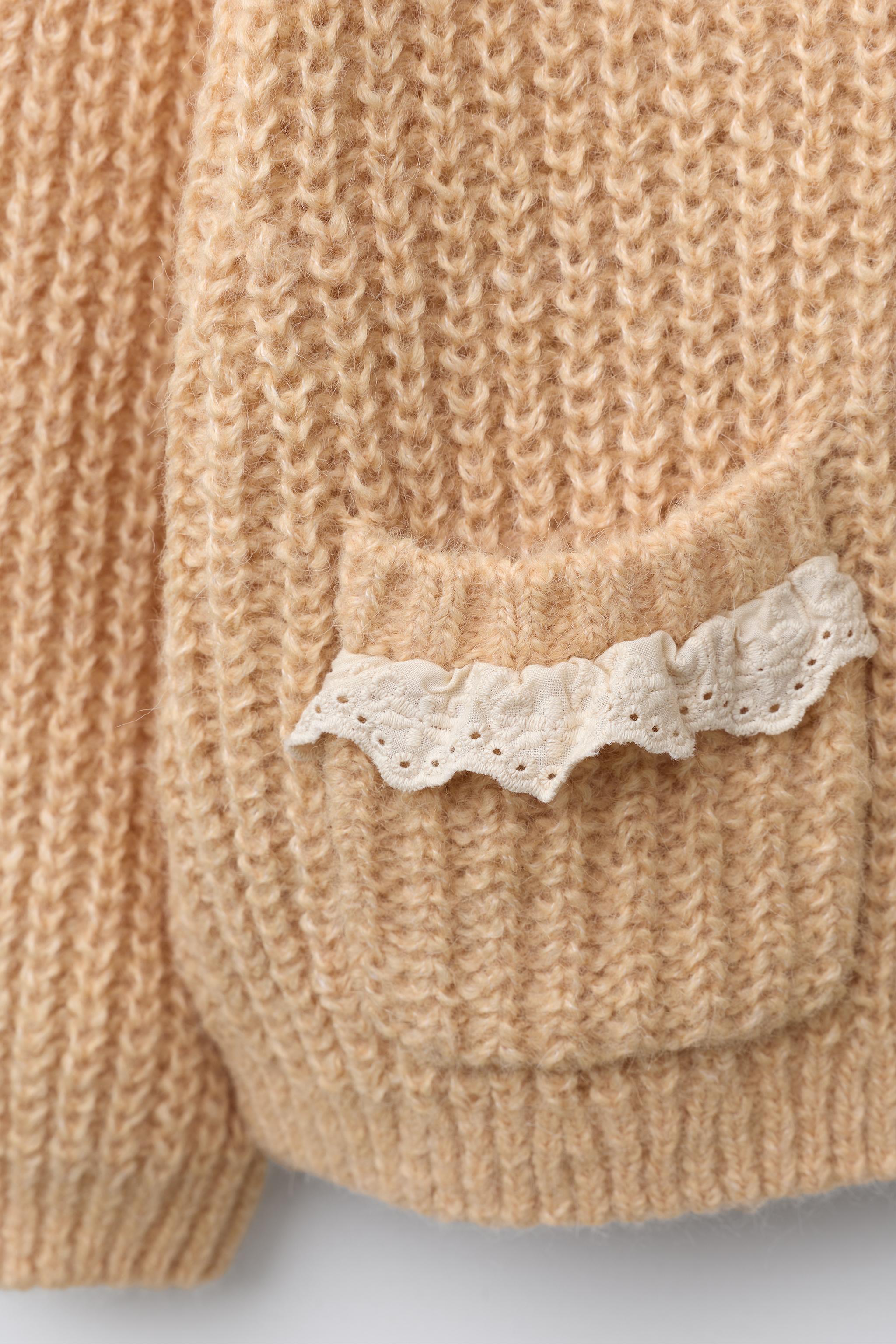 LACE POCKET KNIT CARDIGAN