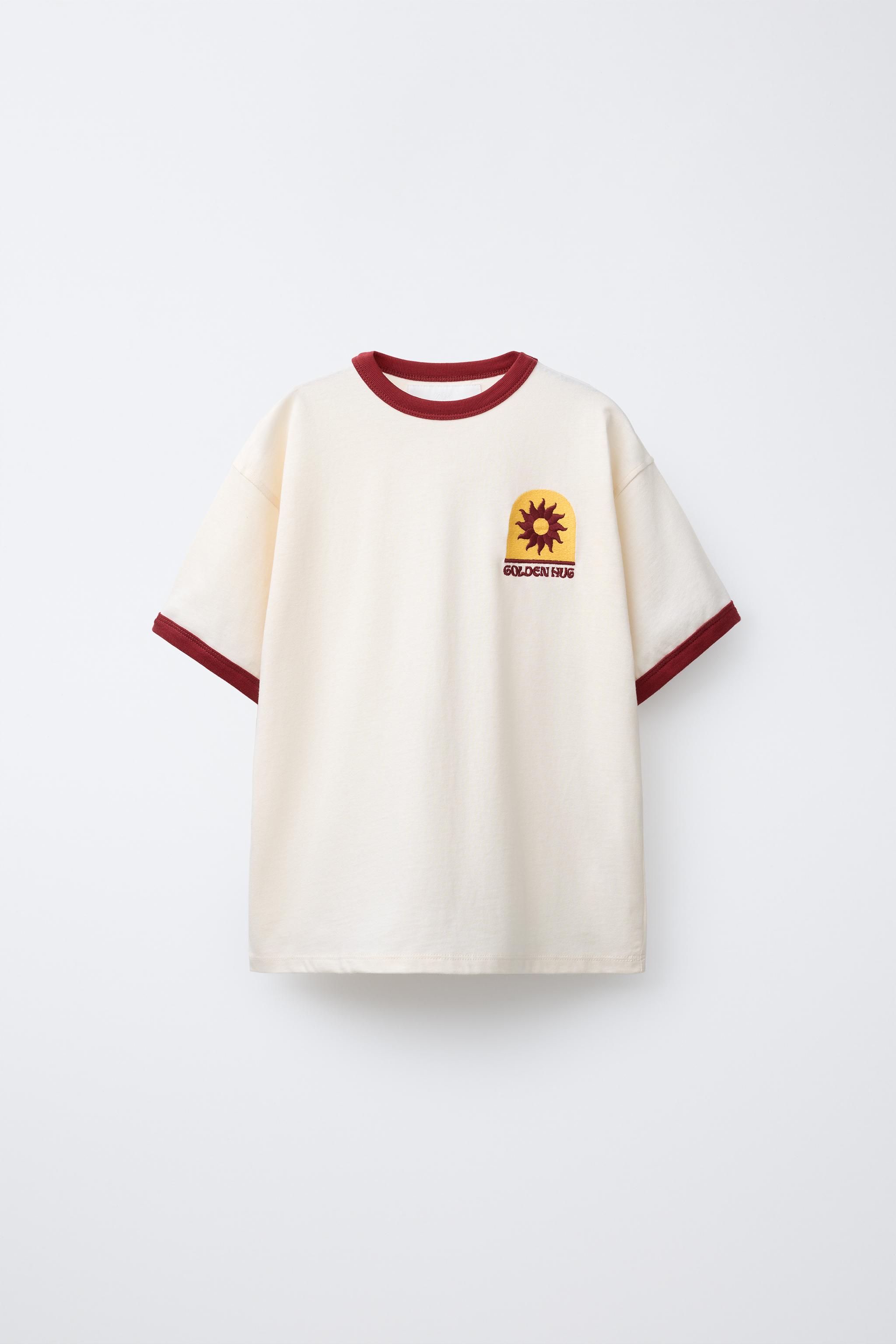 CONTRAST EMBROIDERED T-SHIRT