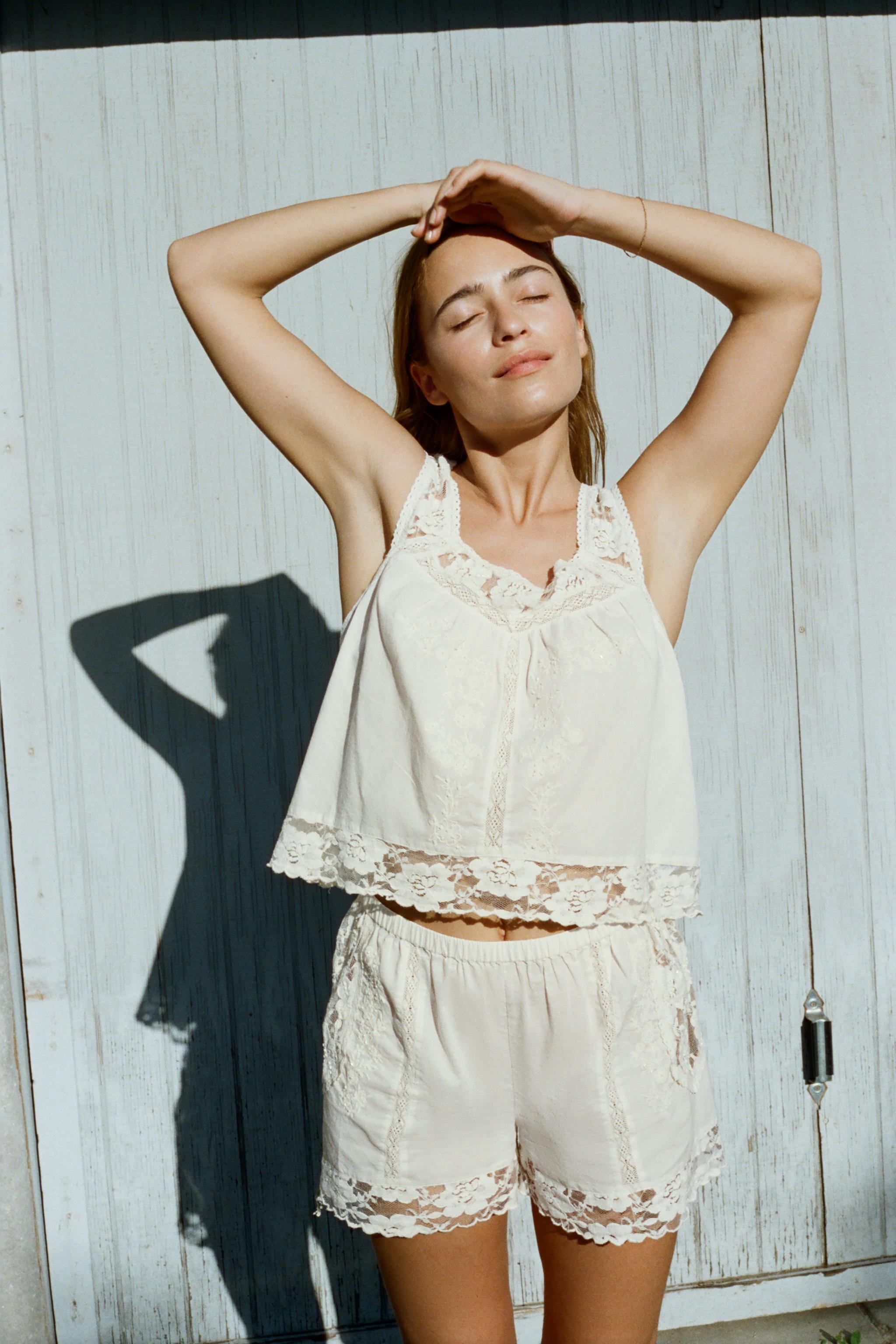 LIMITED EDITION EMBROIDERED LACE STRAPPY TOP