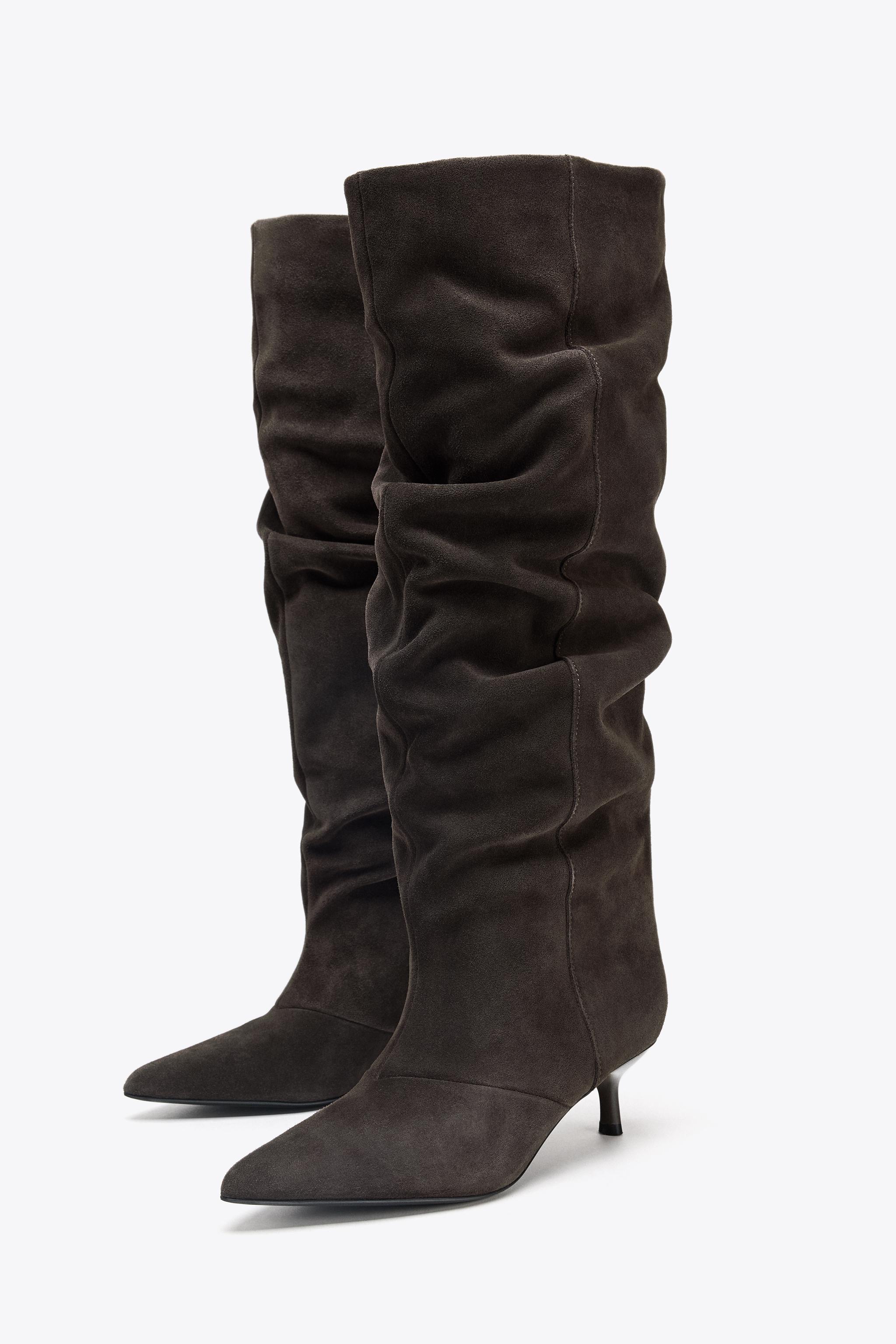 SUEDE KITTEN HEEL BOOT