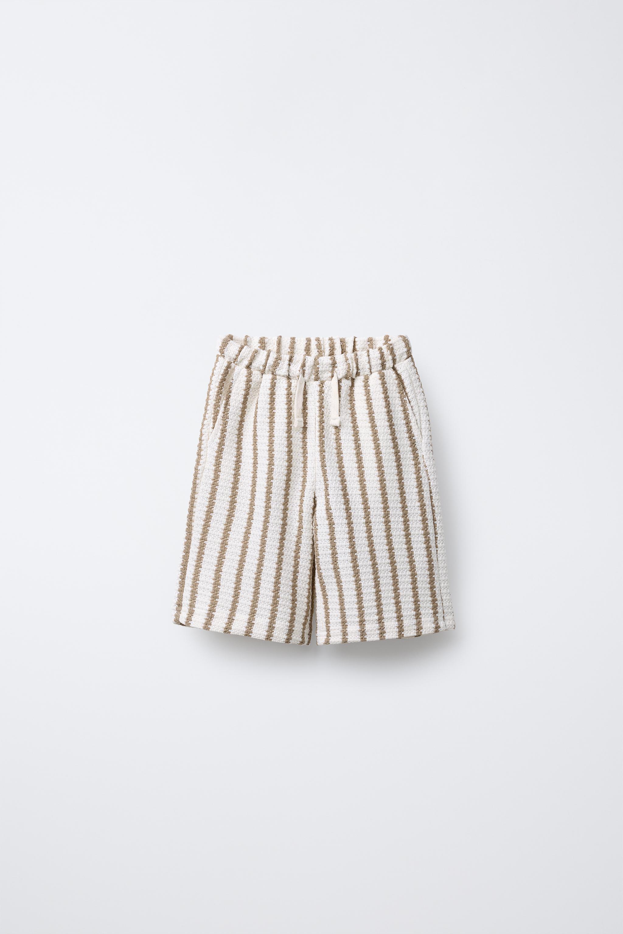 TEXTURED STRIPED SLIM FIT BERMUDA SHORTS