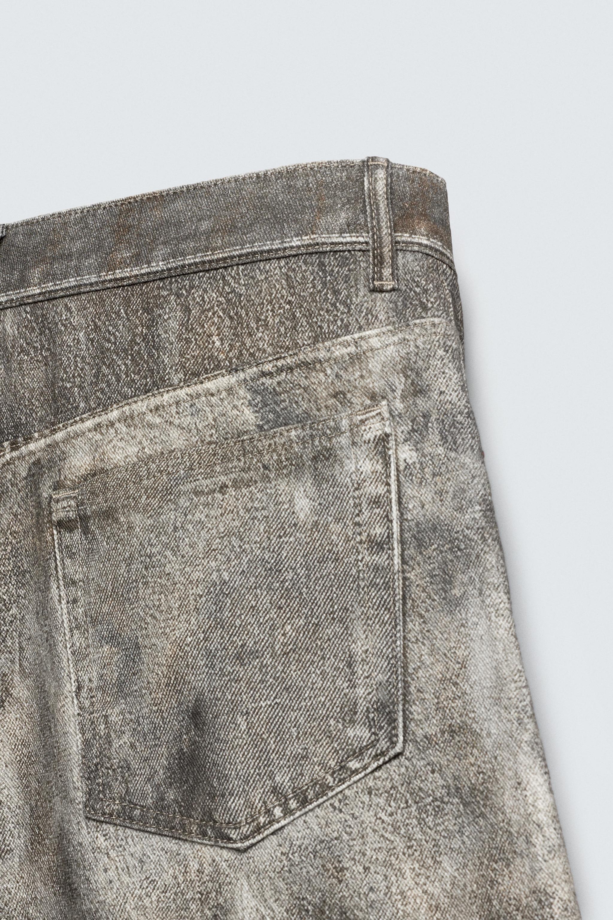 ABSTRACT PRINT BAGGY FIT DENIM SHORTS