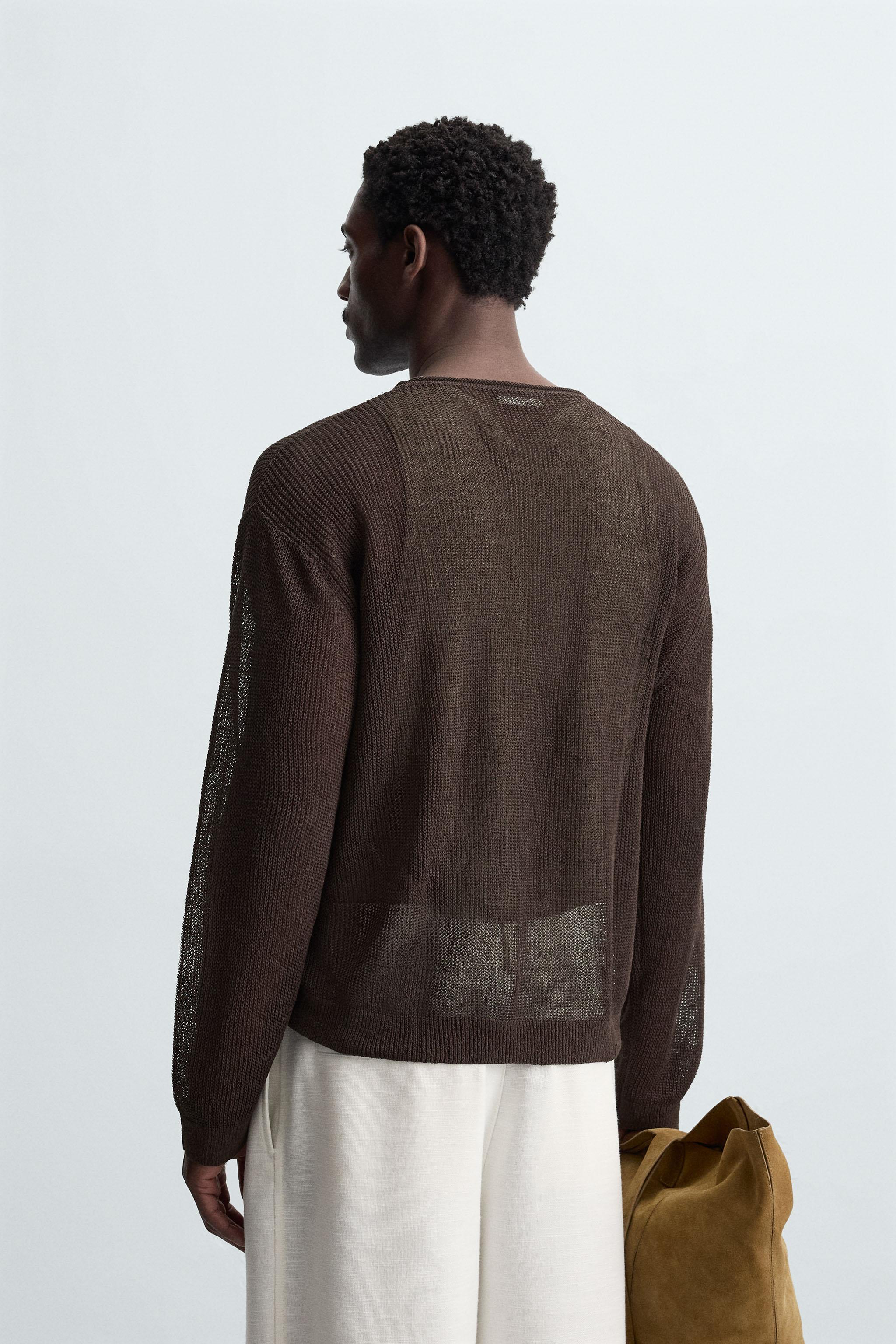 LINEN BLEND TEXTURED SWEATER