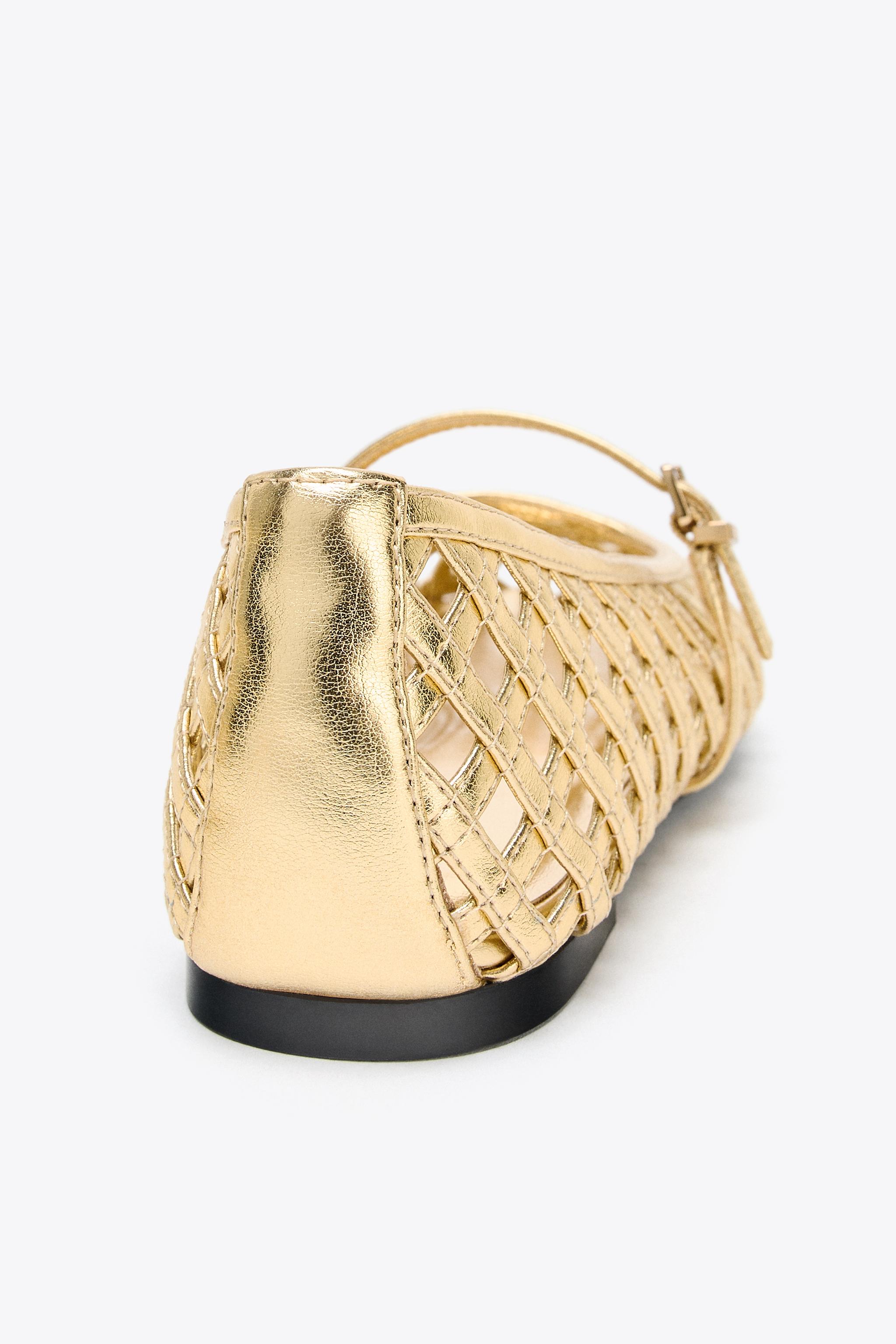 METALLIC EFFECT MESH BALLET FLATS
