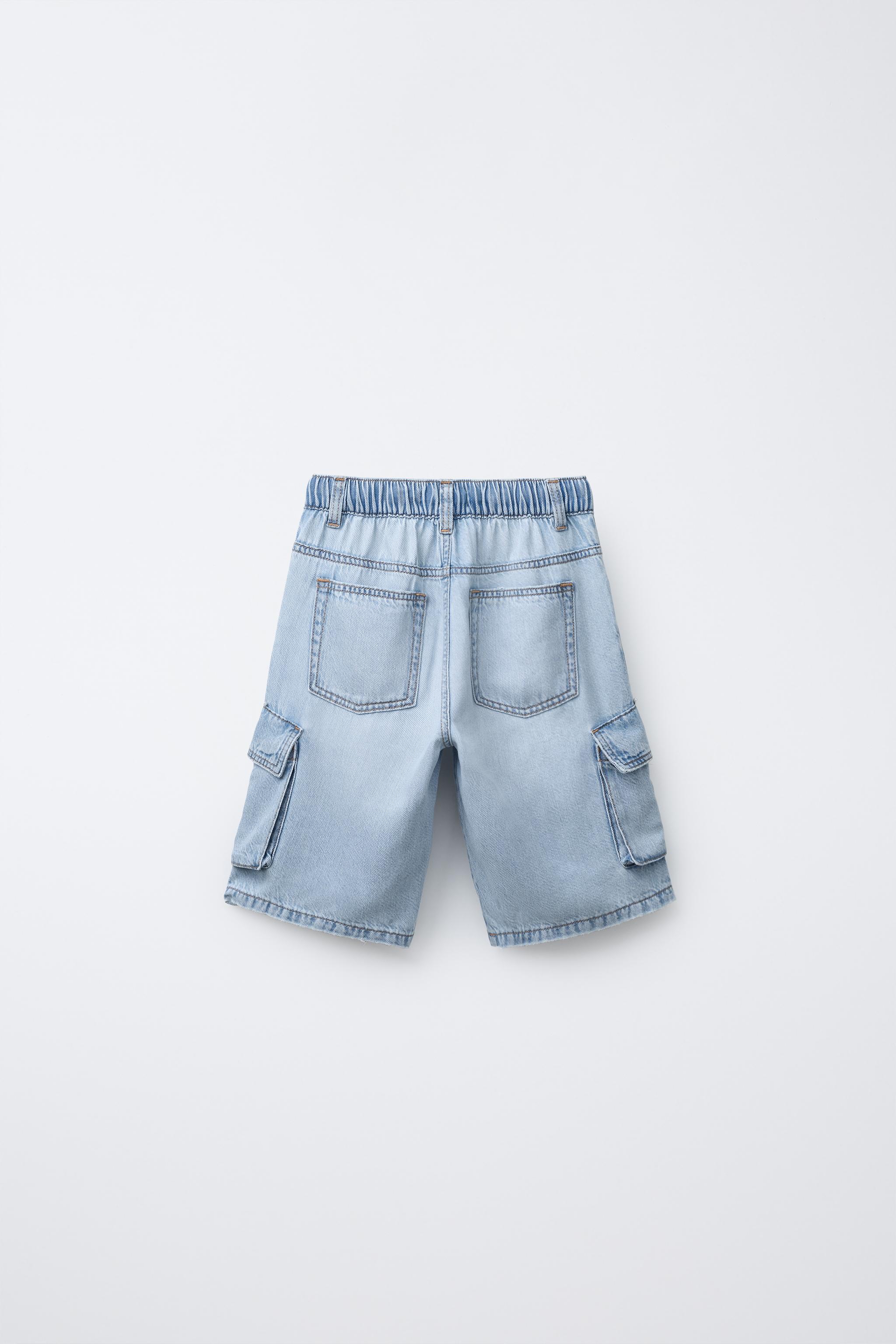 FLOWY LOOSE CARGO DENIM SHORTS