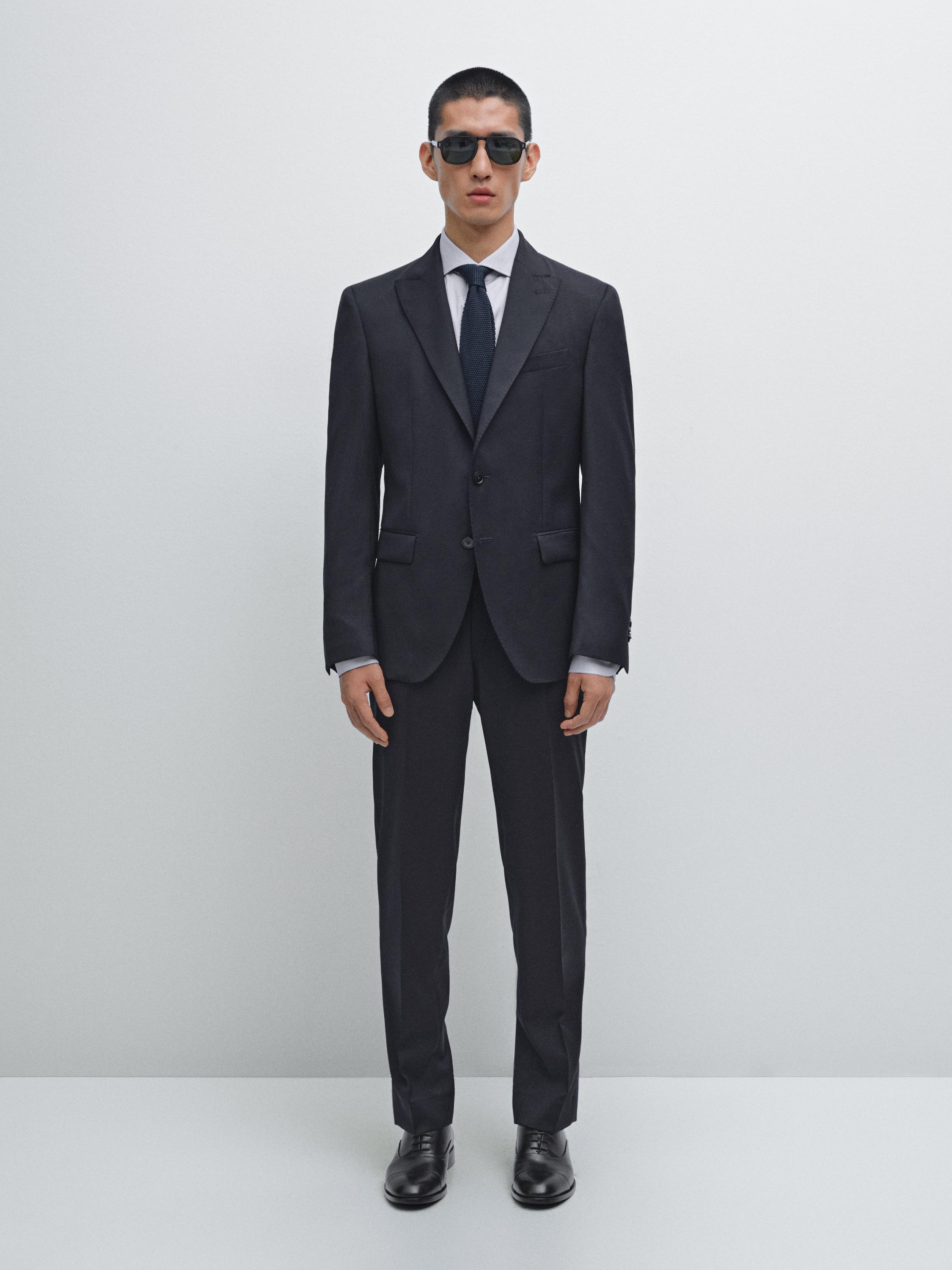 Plain 100% wool suit blazer
