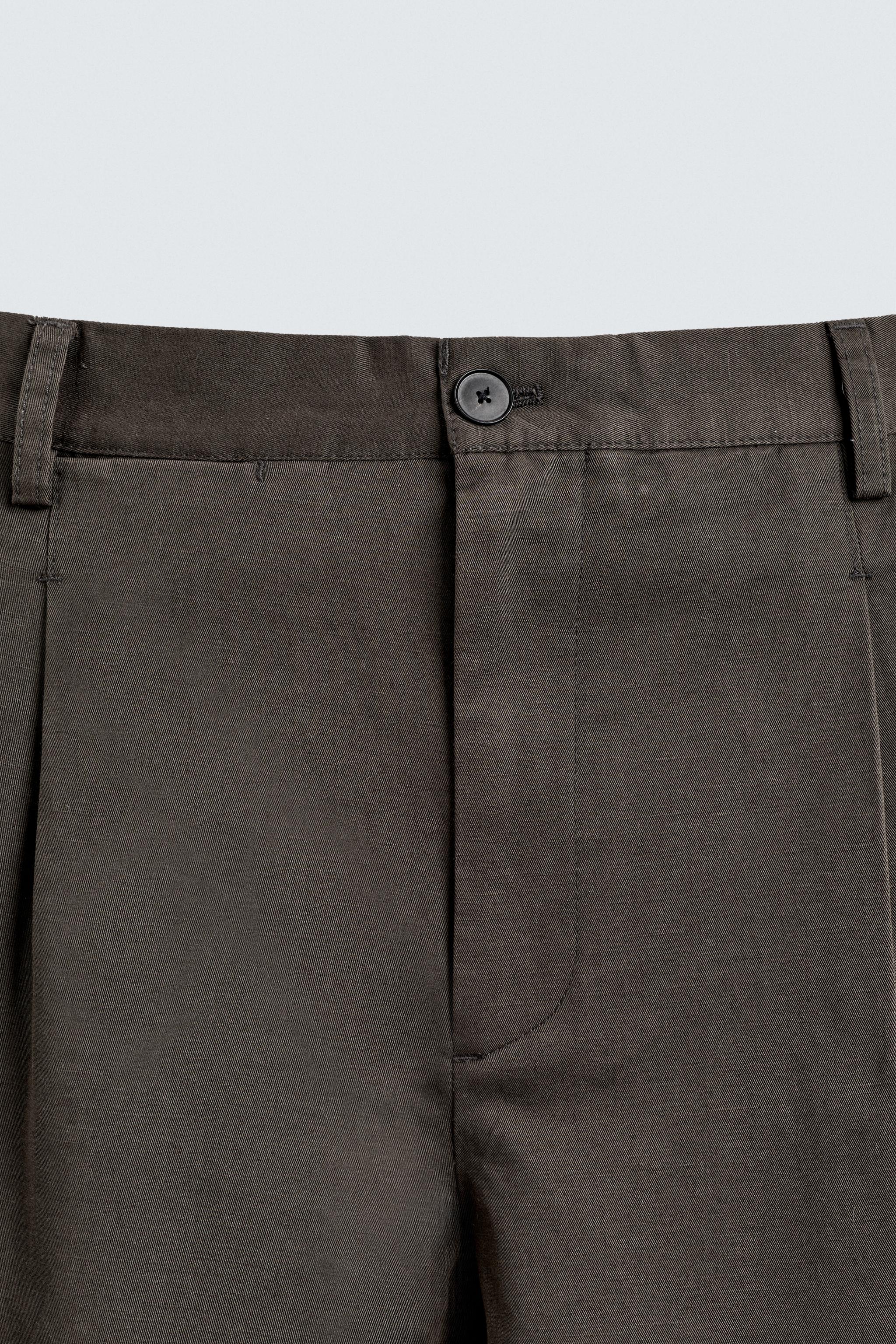 COTTON - LINEN PLEATED PANTS