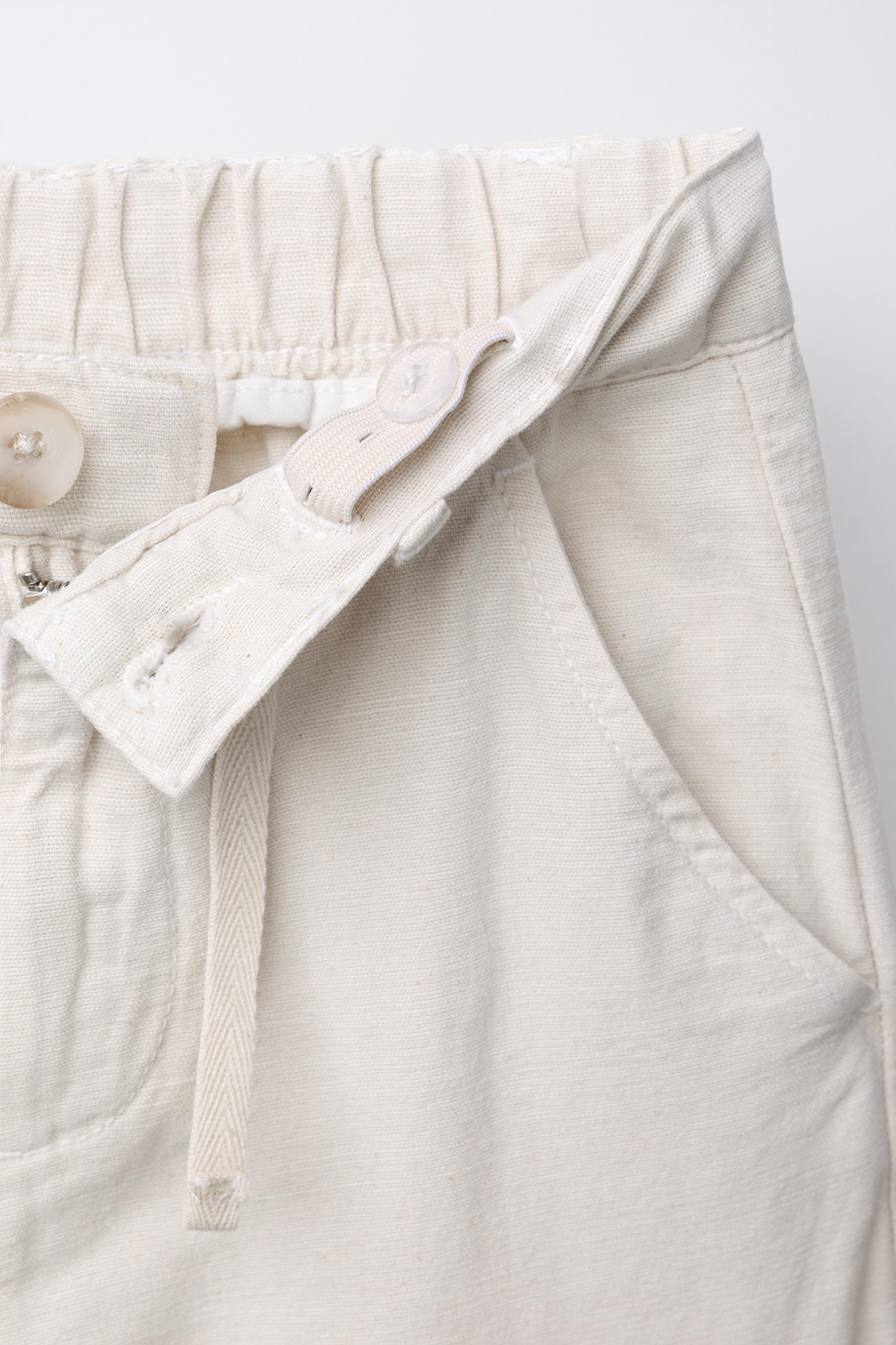 STRAIGHT-LEG COTTON-LINEN PANTS