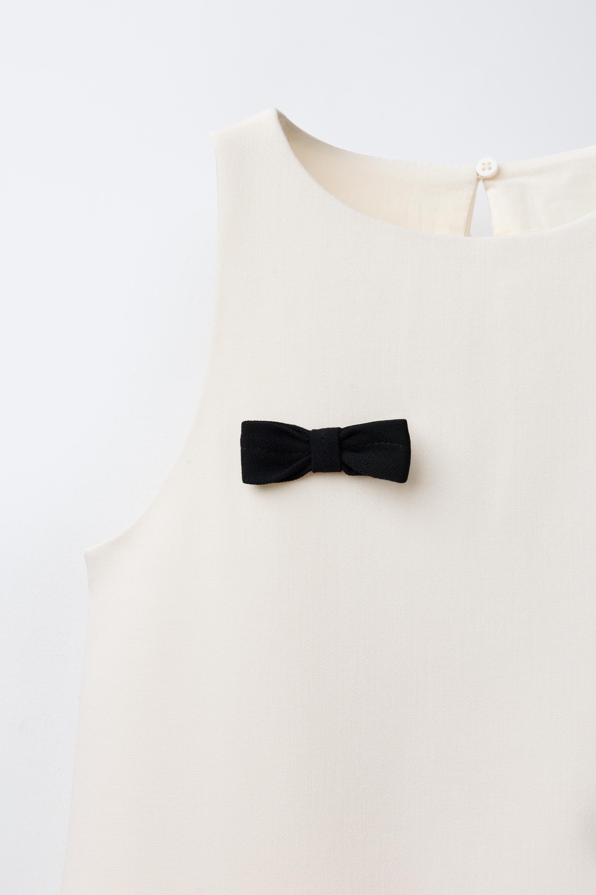 CONTRAST BOW PINAFORE DRESS