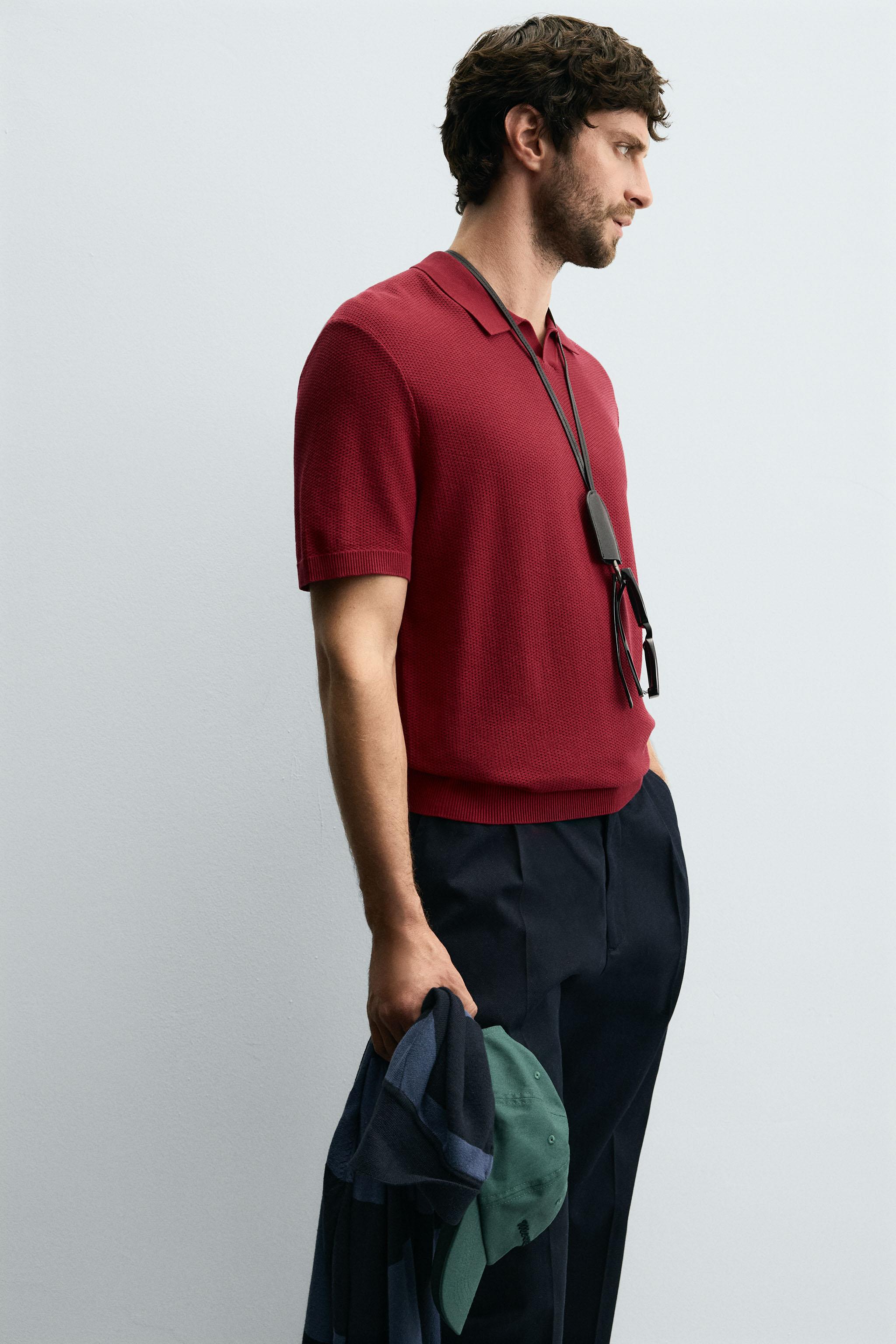 TEXTURED KNIT POLO SHIRT