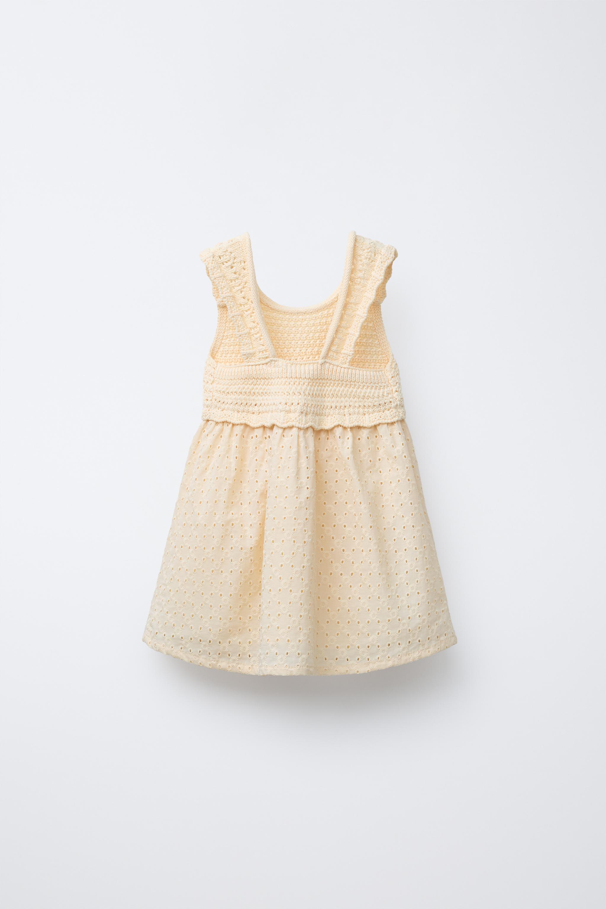 COMBINATION KNIT AND SWISS EMBROIDERED DRESS