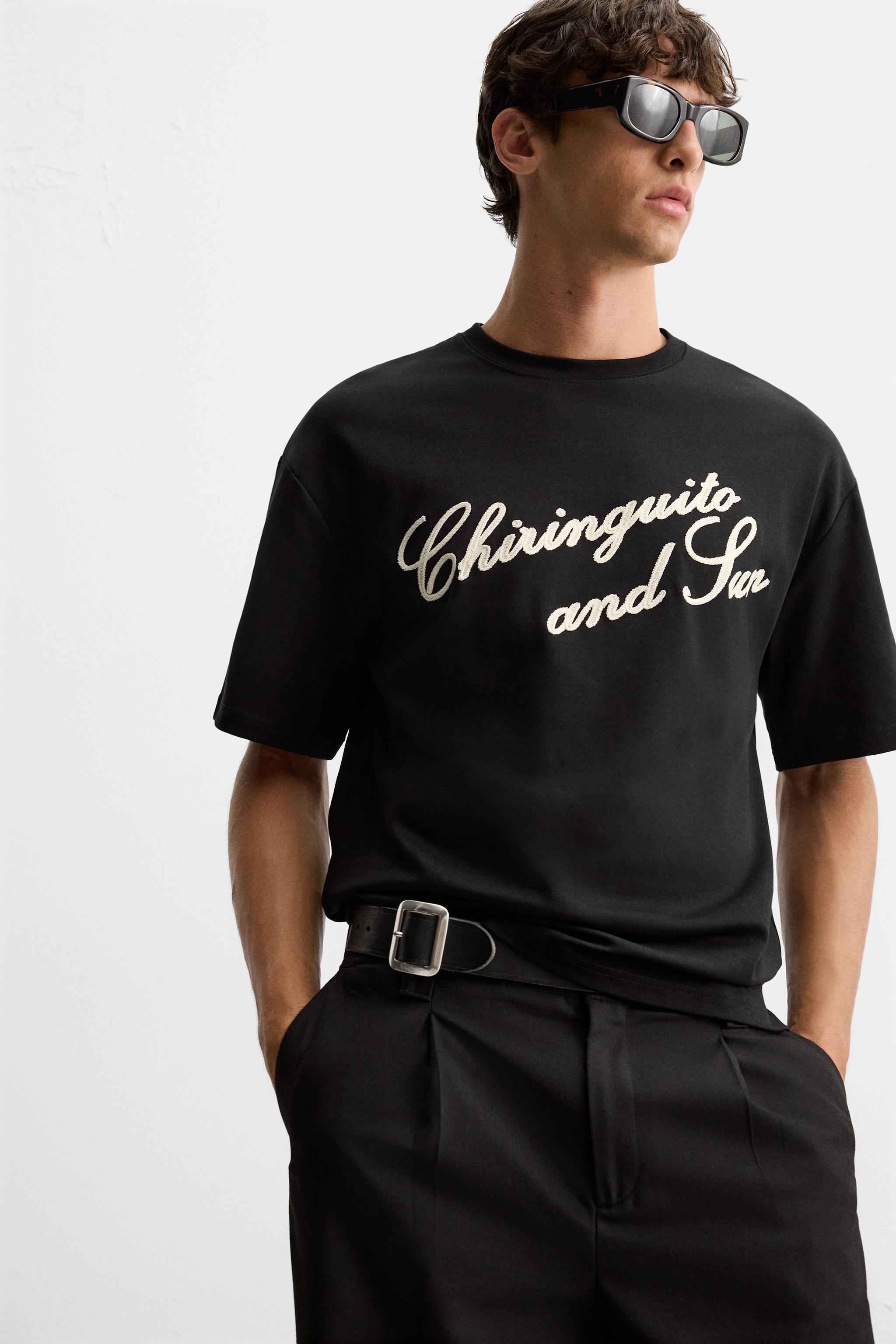 EMBROIDERED TEXT T-SHIRT