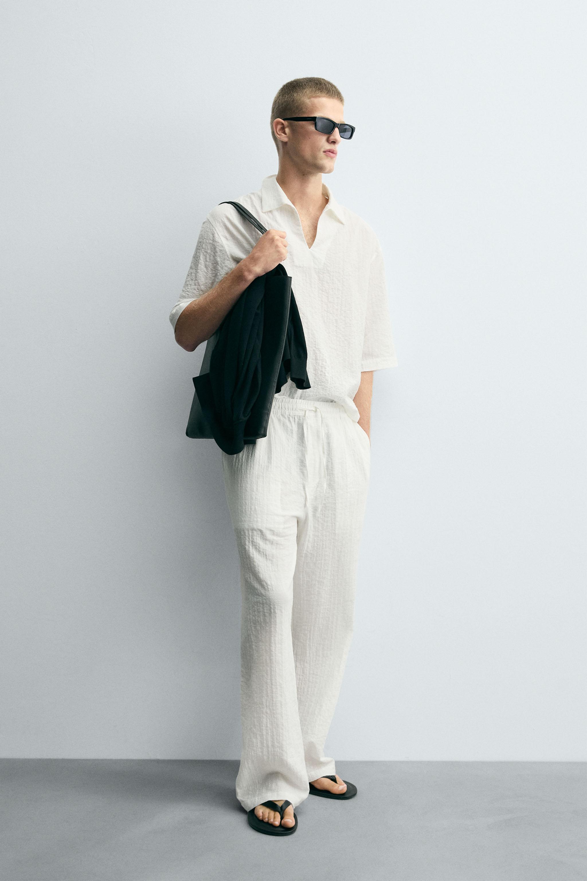 TEXTURED RELAXED FIT PANTS