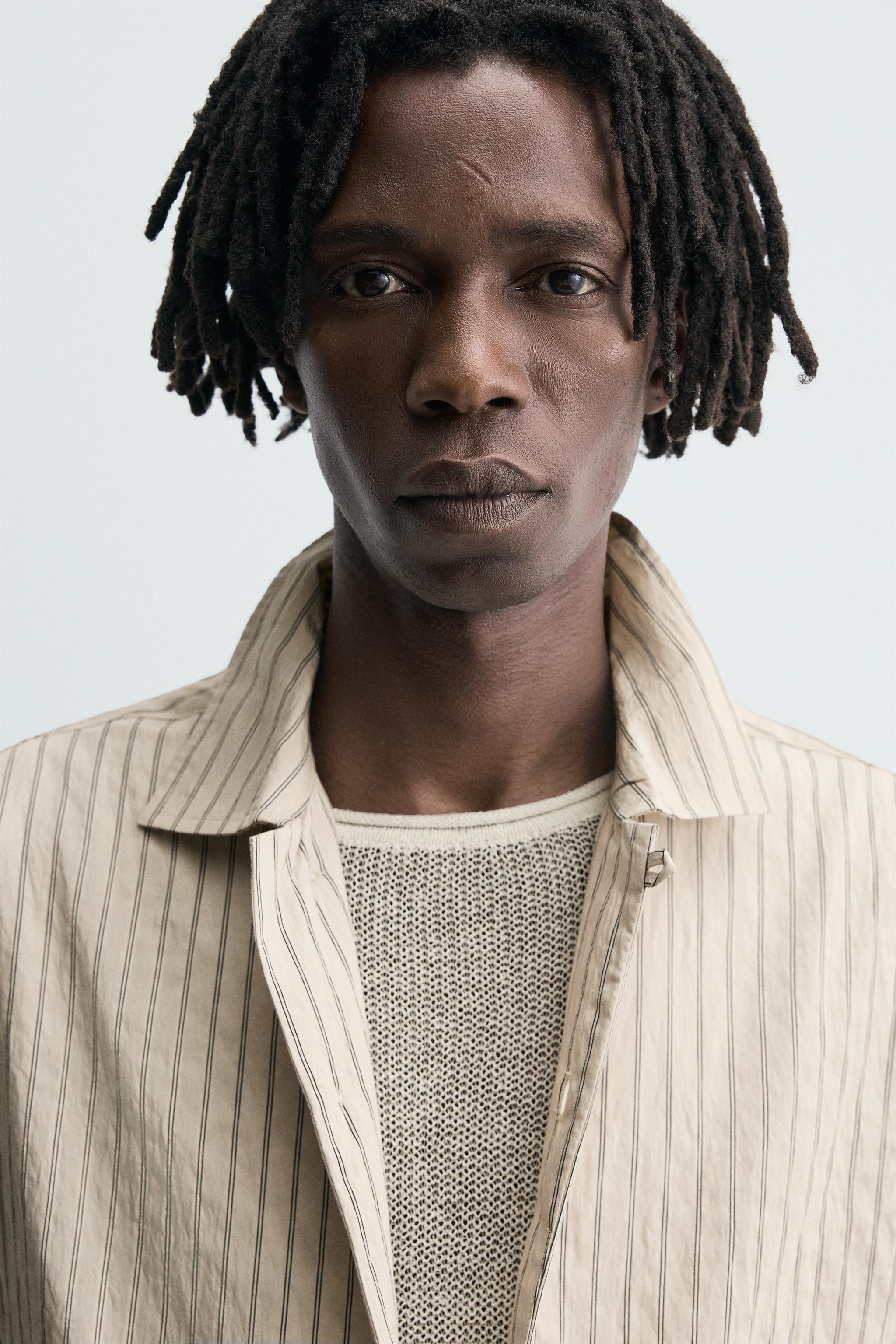 FLOWY WRINKLED EFFECT STRIPED SHIRT