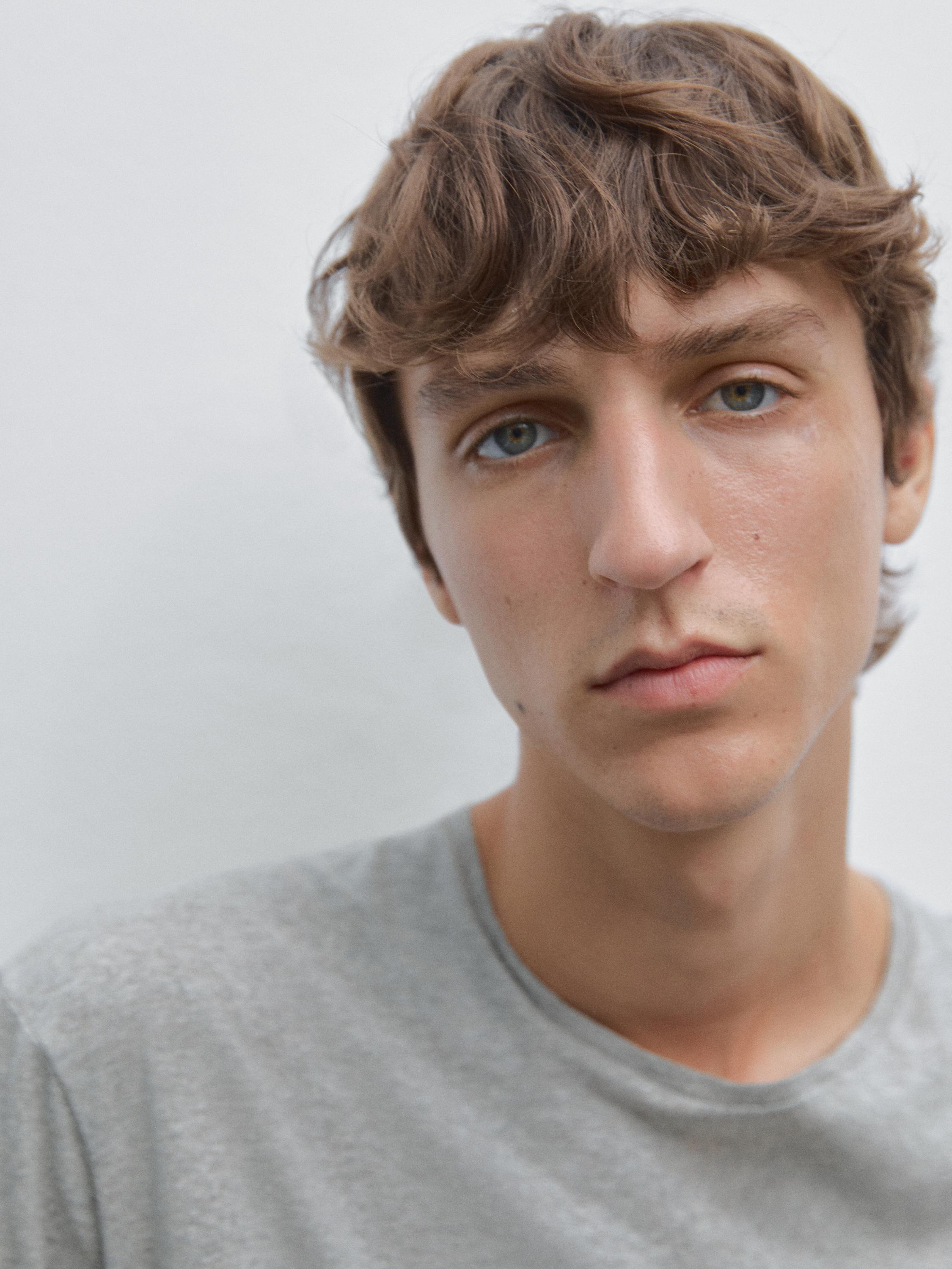 Melange cotton and linen t-shirt