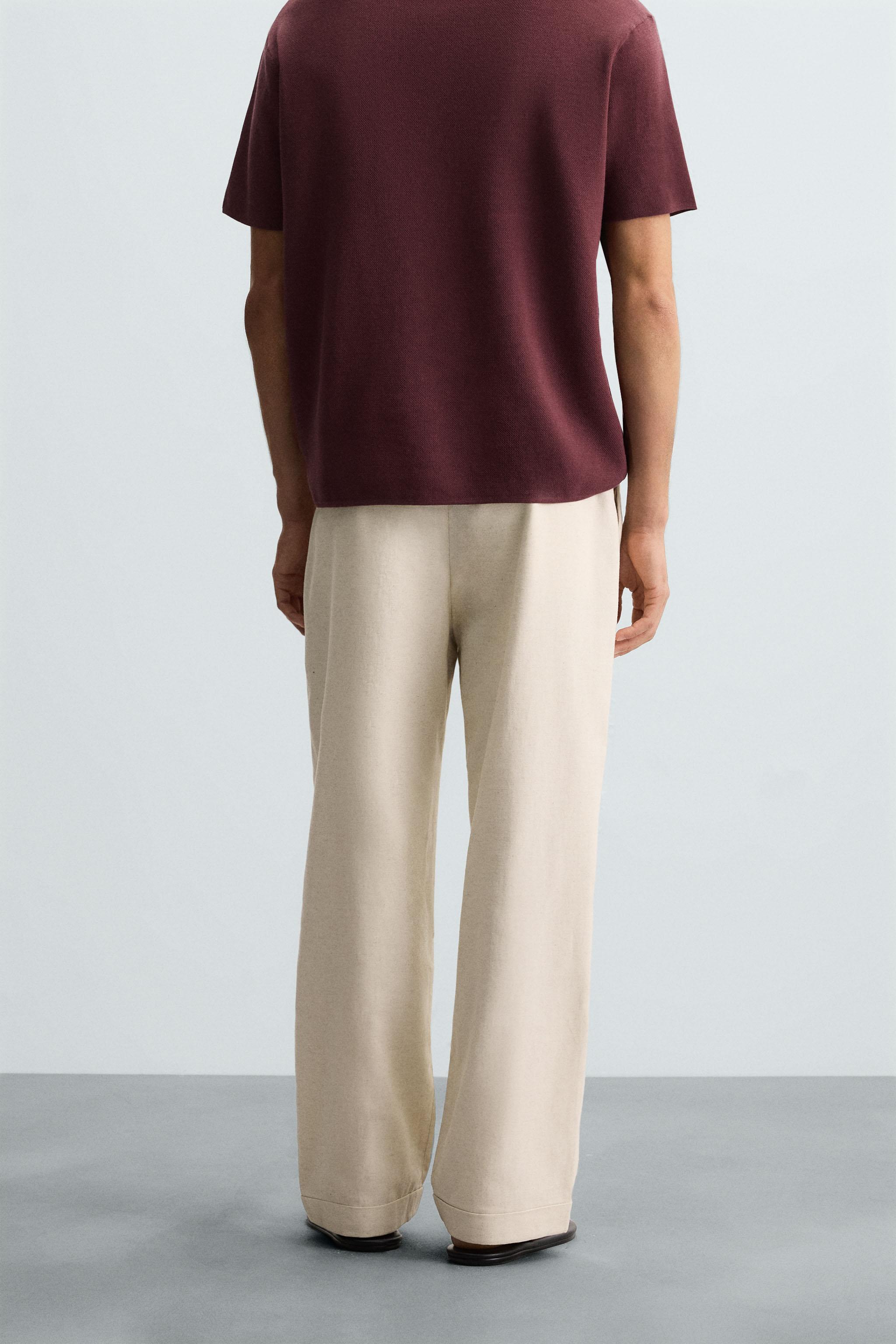 COTTON - LINEN PLEATED PANTS