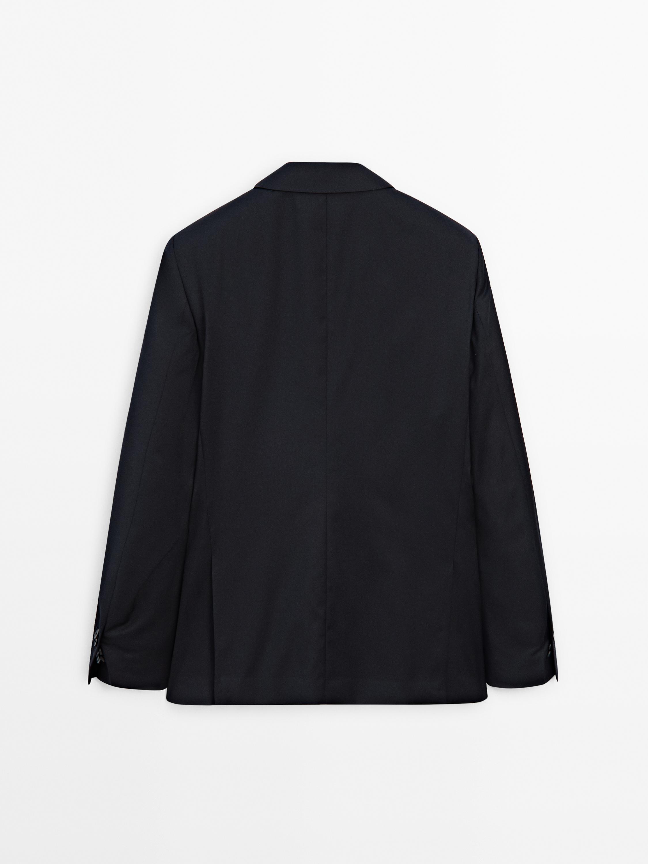 Plain 100% wool suit blazer