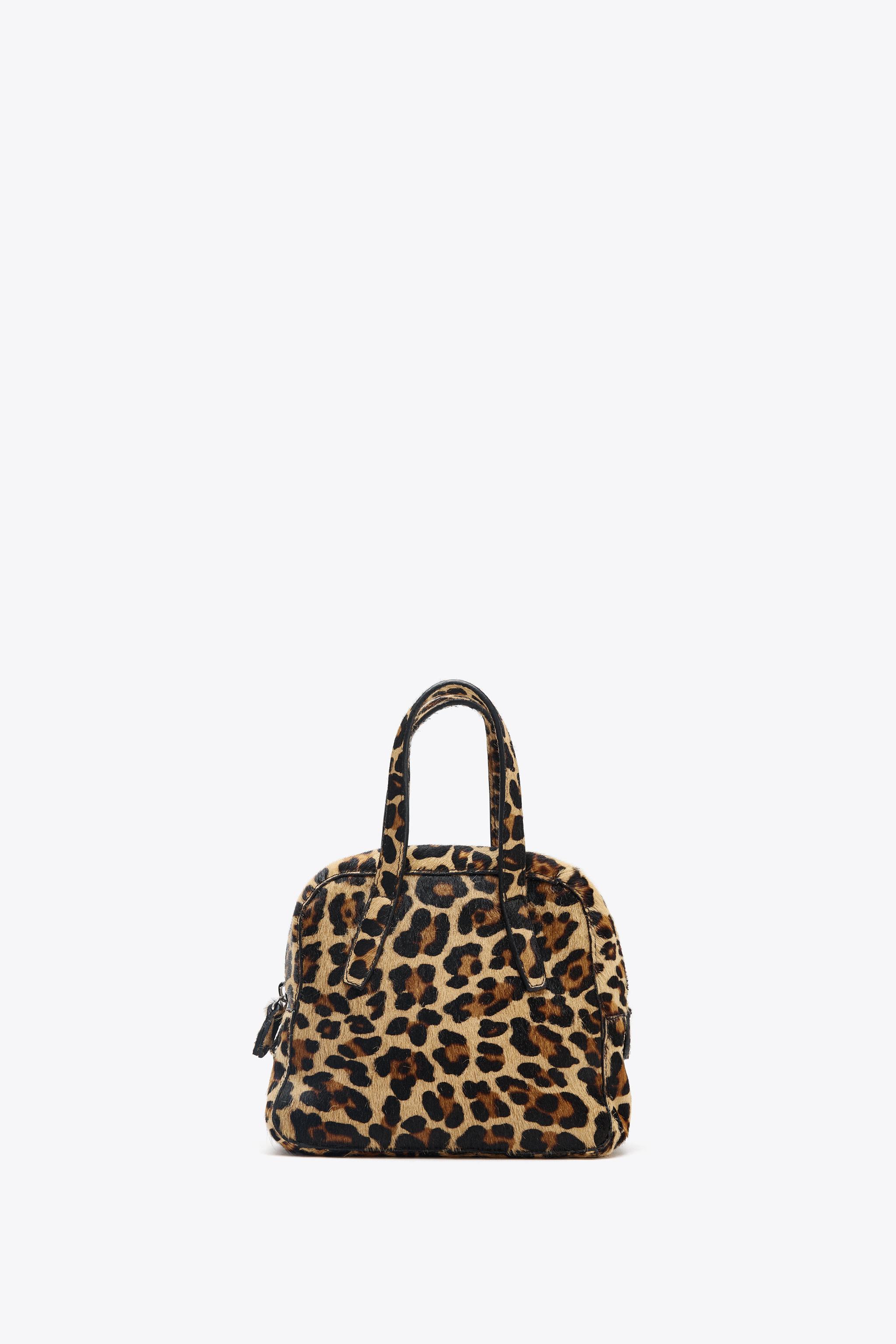 ANIMAL PRINT FUR MINI BOWLING BAG