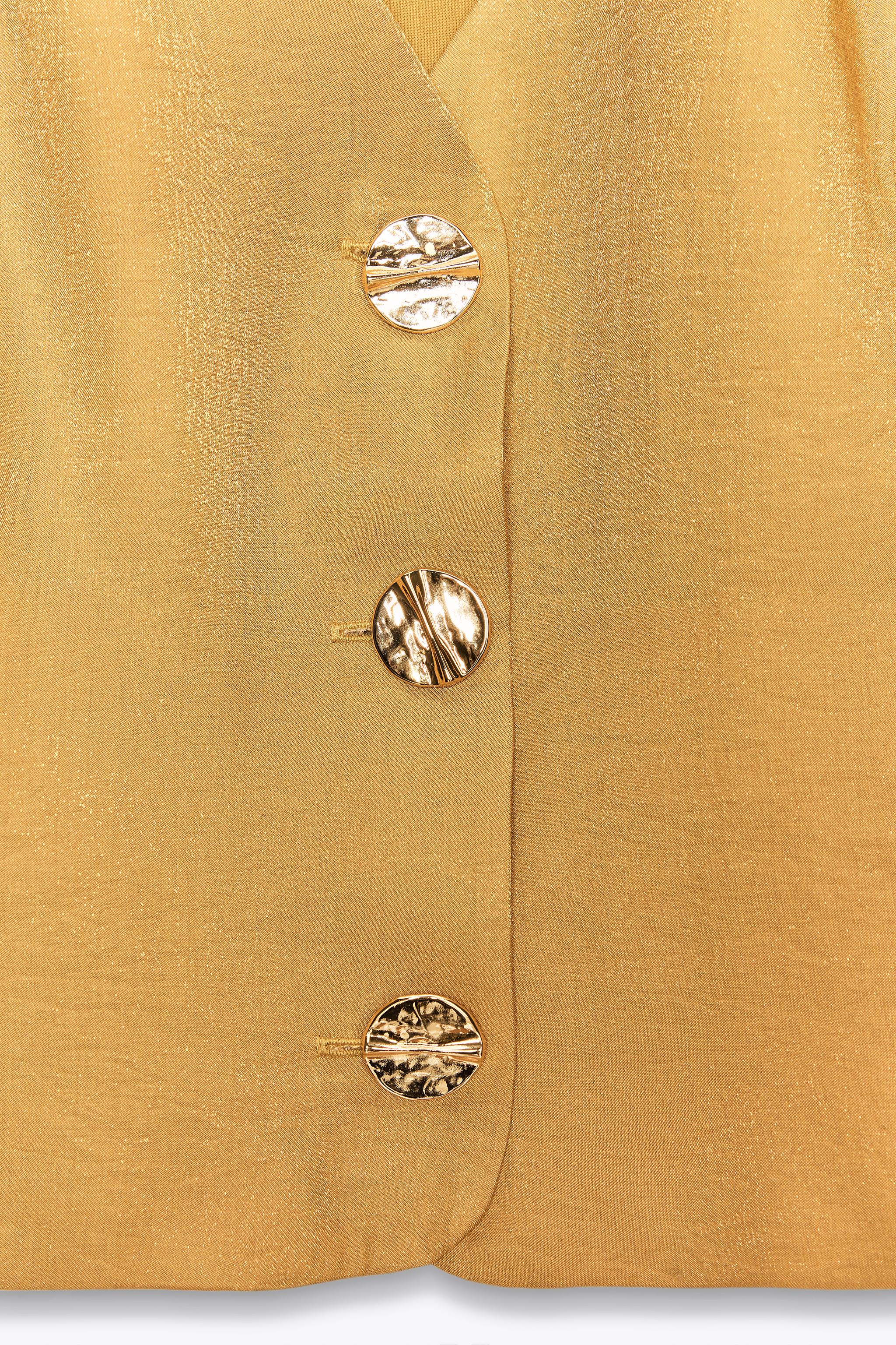 GOLD BUTTON SATIN EFFECT TOP