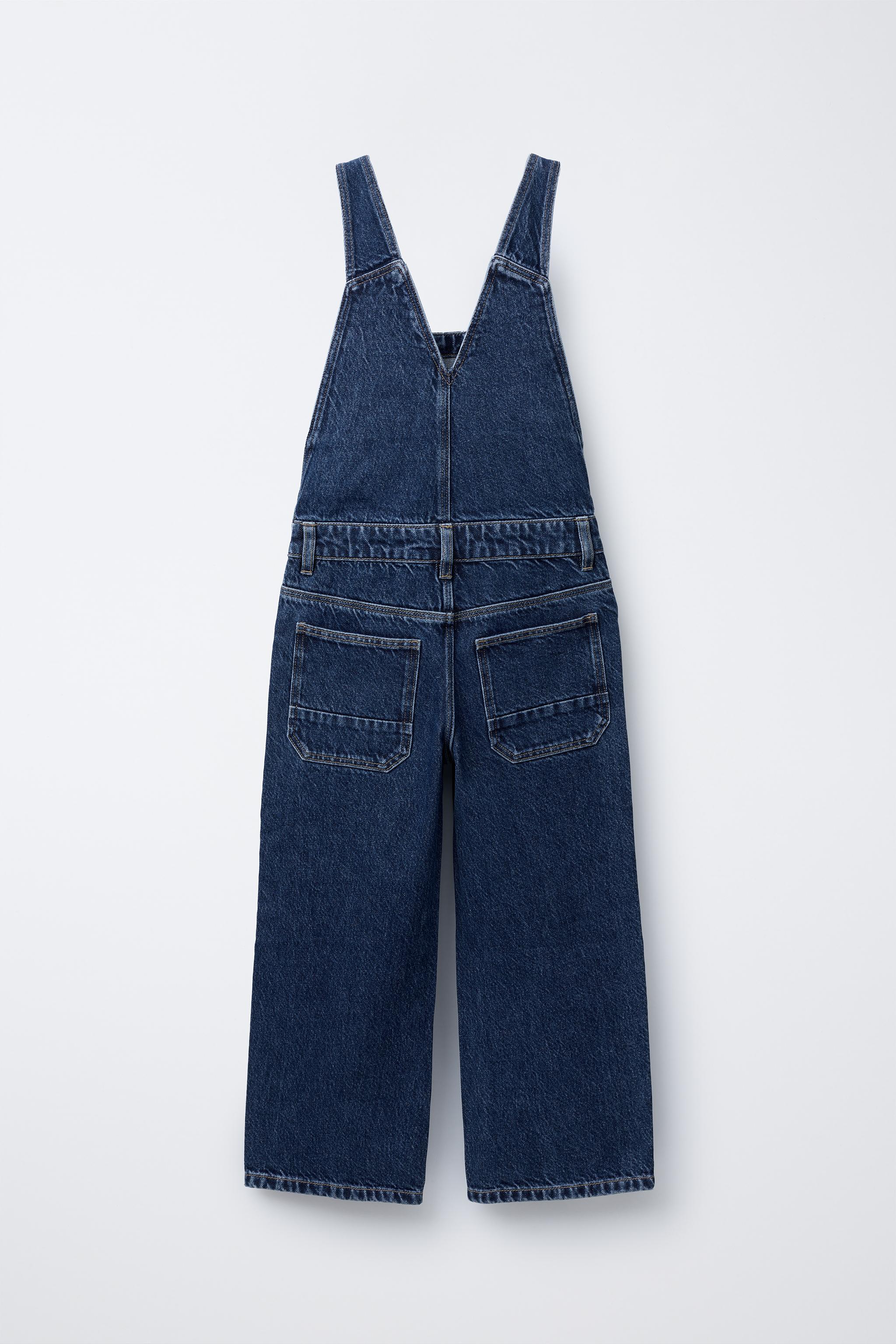 DENIM OVERALLS WITH LABEL