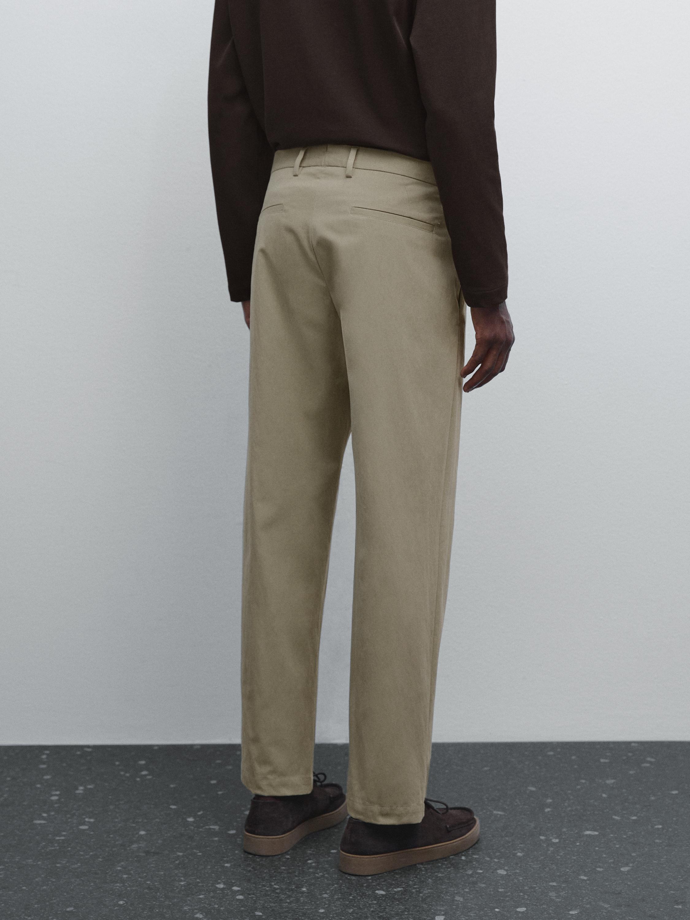 Cotton blend cigarette fit trousers
