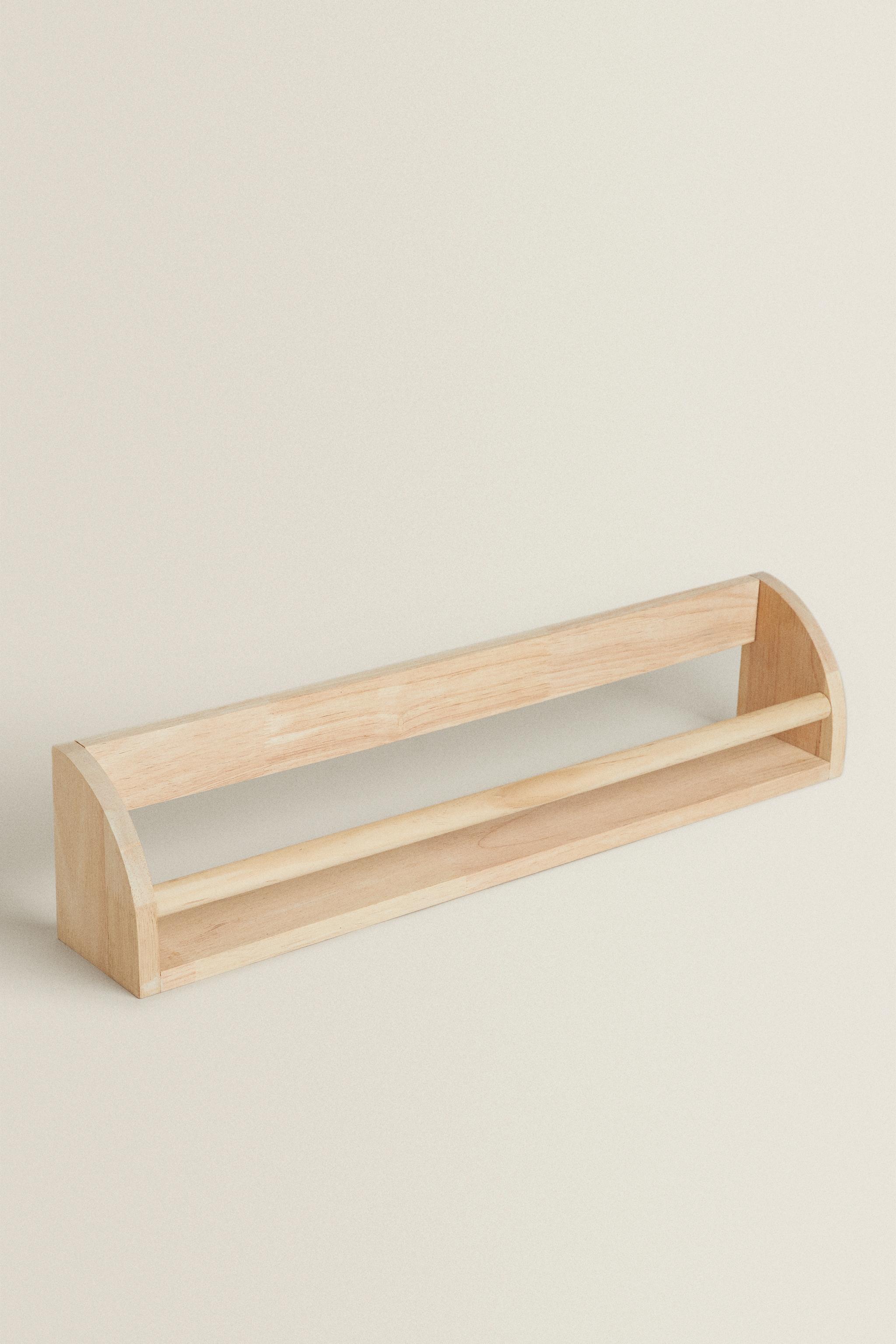 CHILDREN’S WOODEN SHELF WITH FRONT BAR