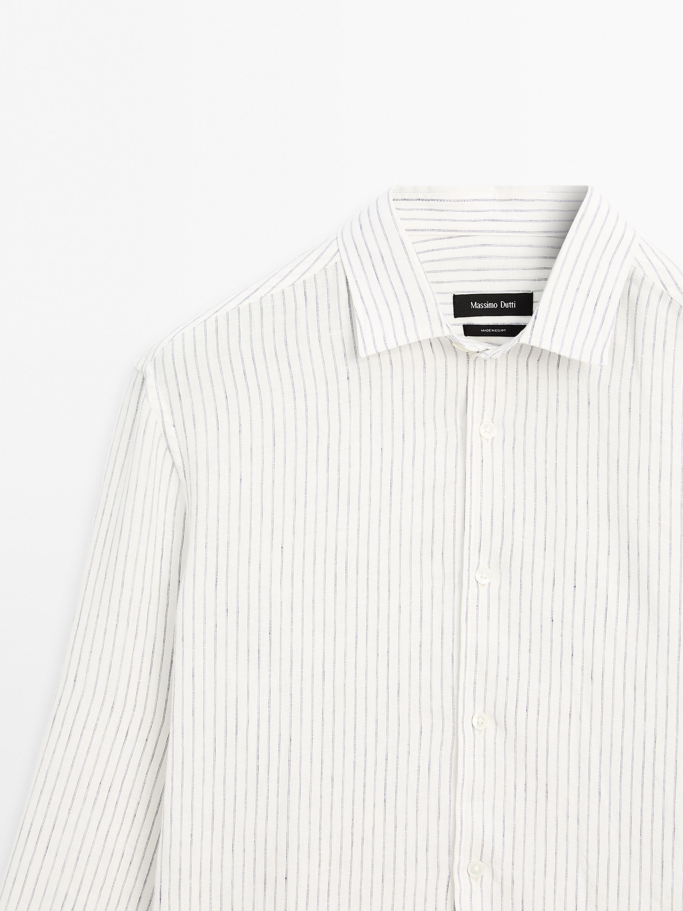 Striped slim fit linen shirt