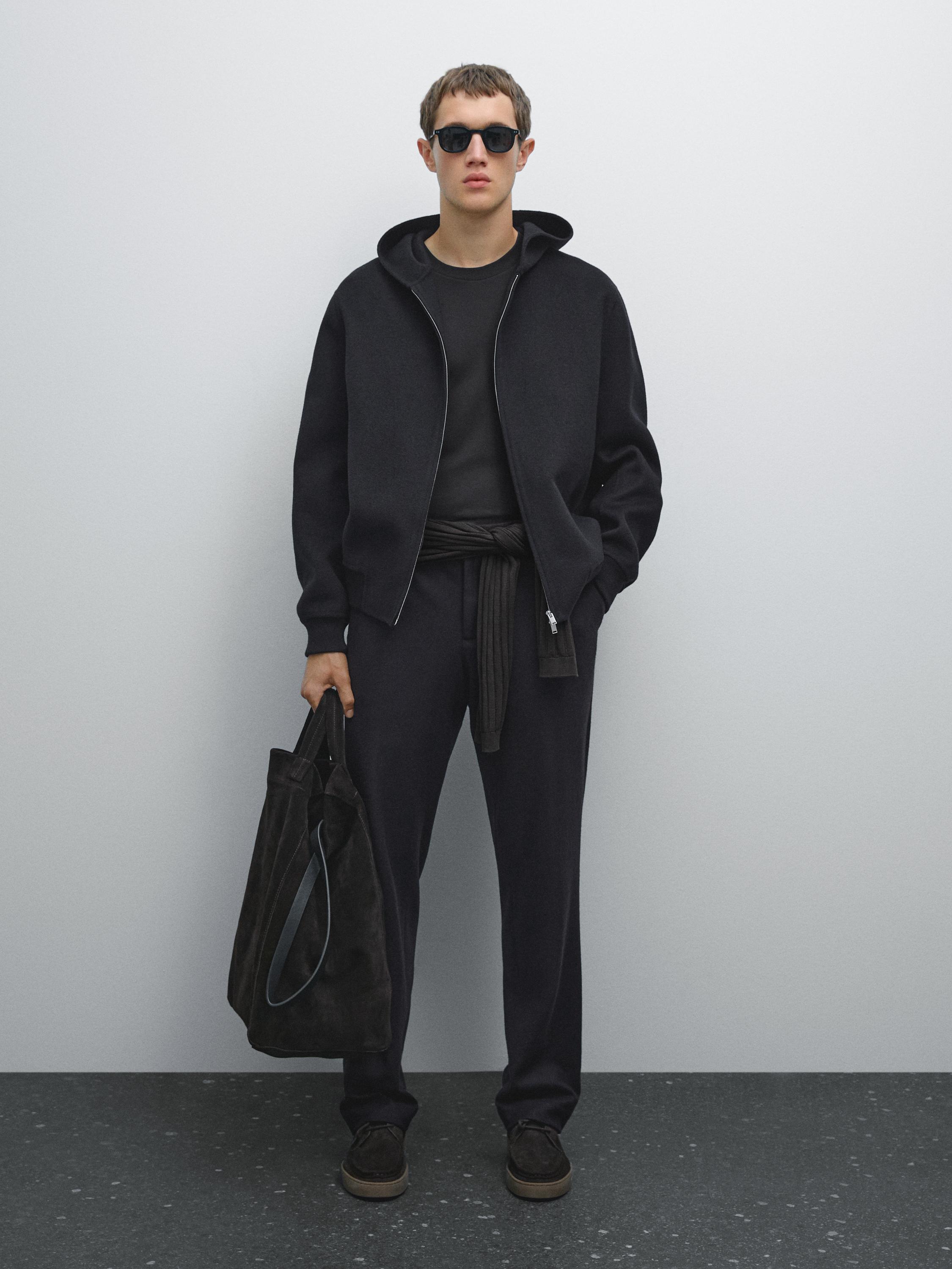 Wool blend hooded cardigan