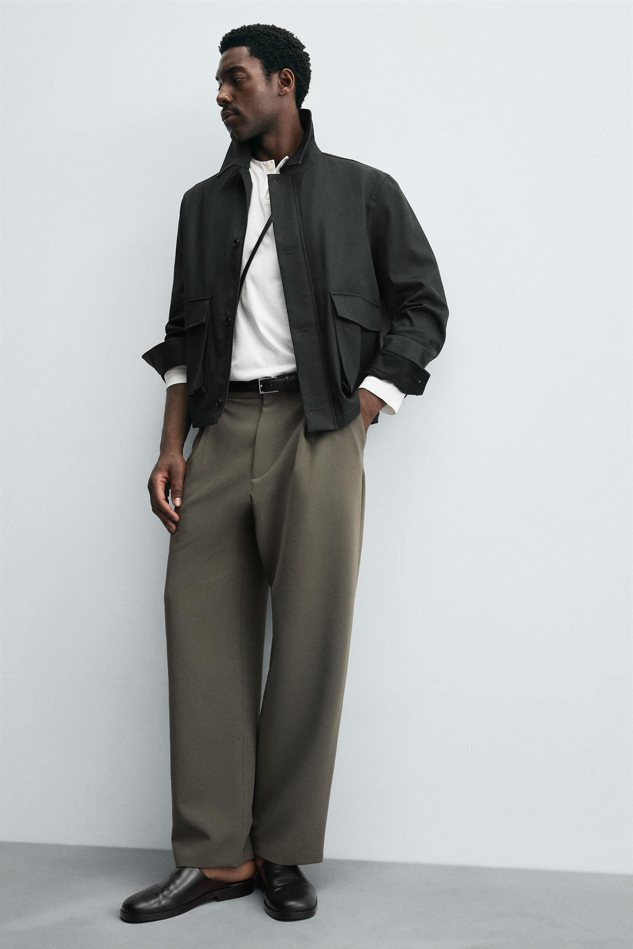 RELAXED FIT PLEATED PANTS