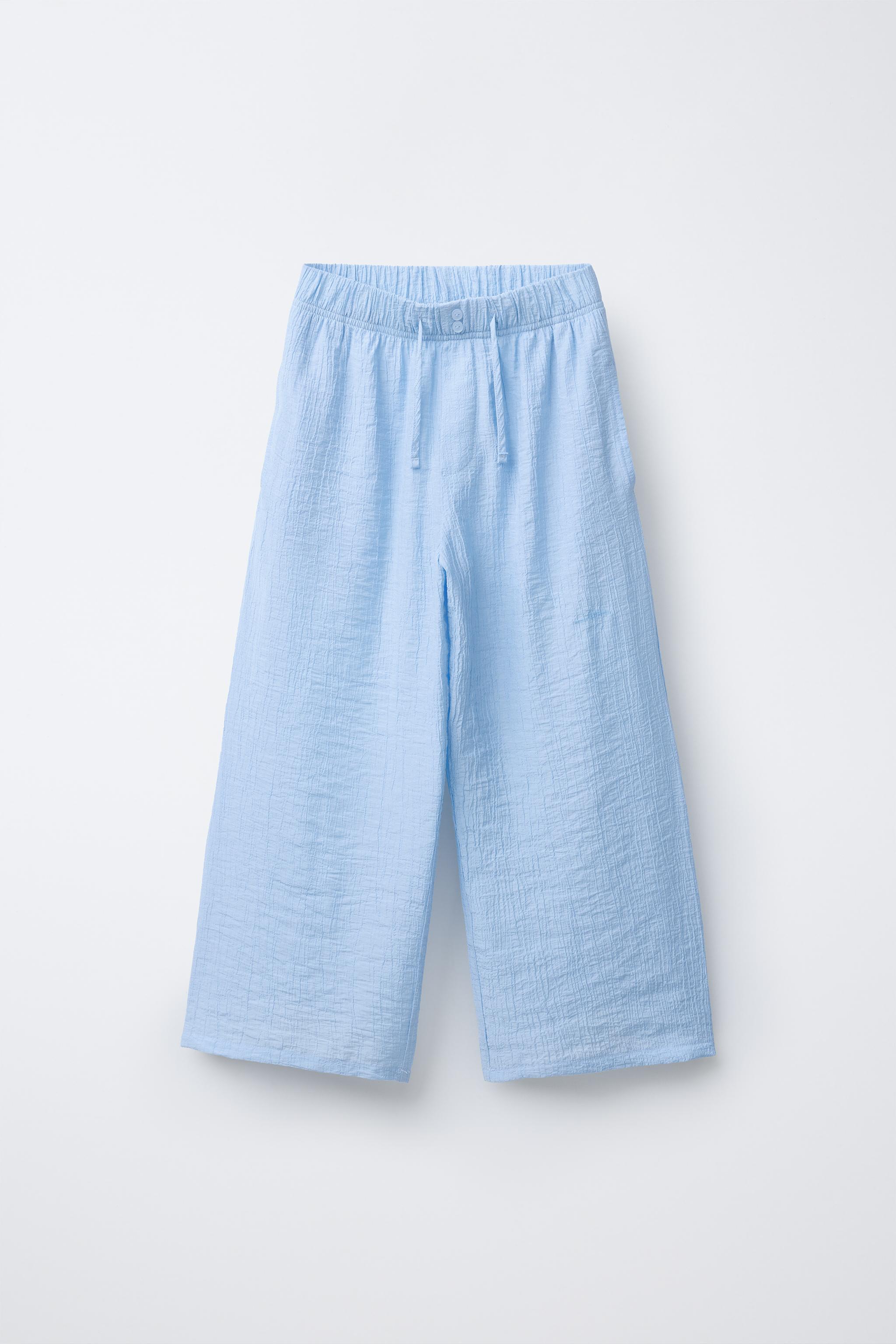 WRINKLED EFFECT WIDE LEG PANTS