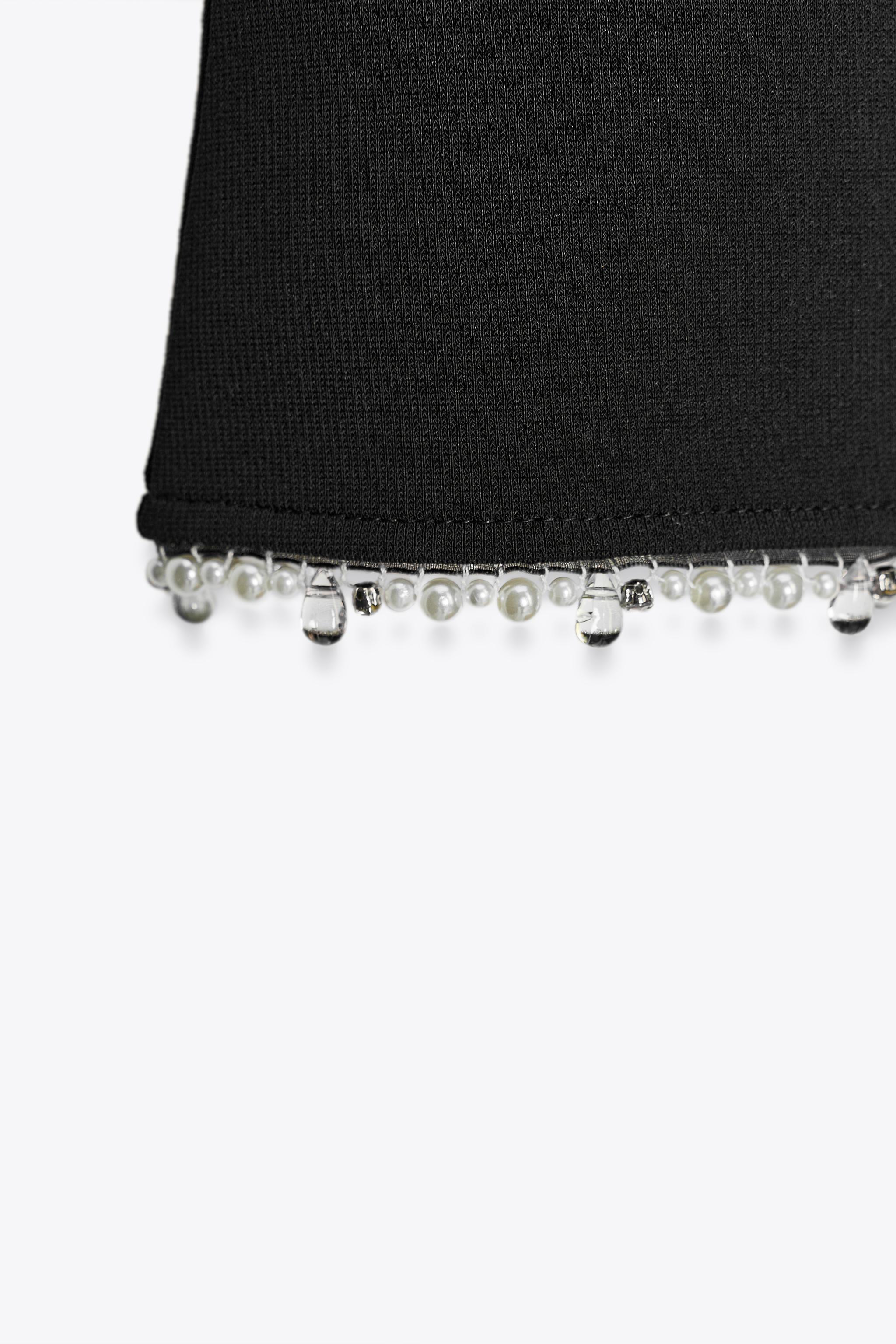 PEARL EMBELLISHED STRETCH FLARE PANTS