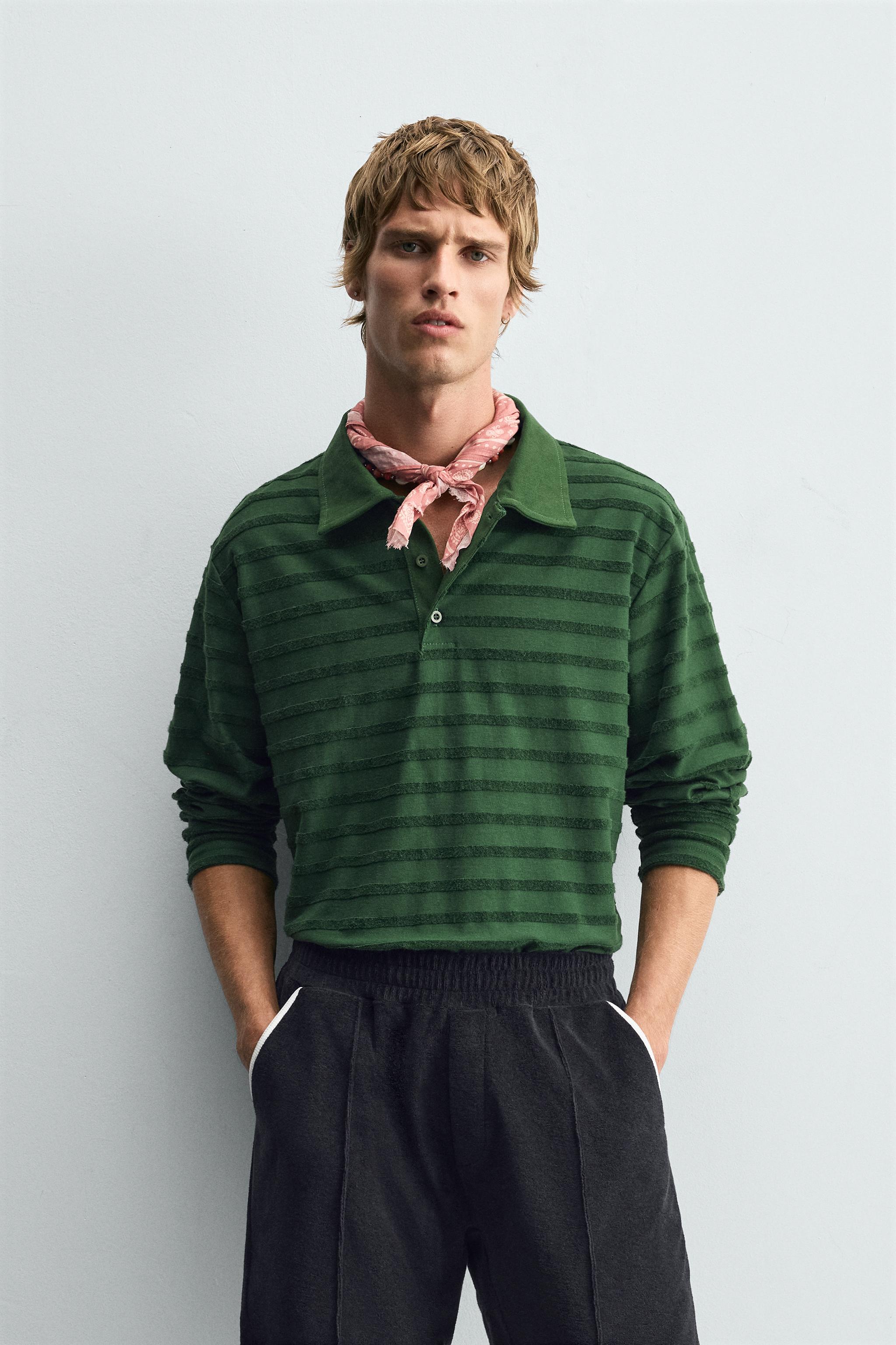 JACQUARD STRIPED TERRY POLO SHIRT