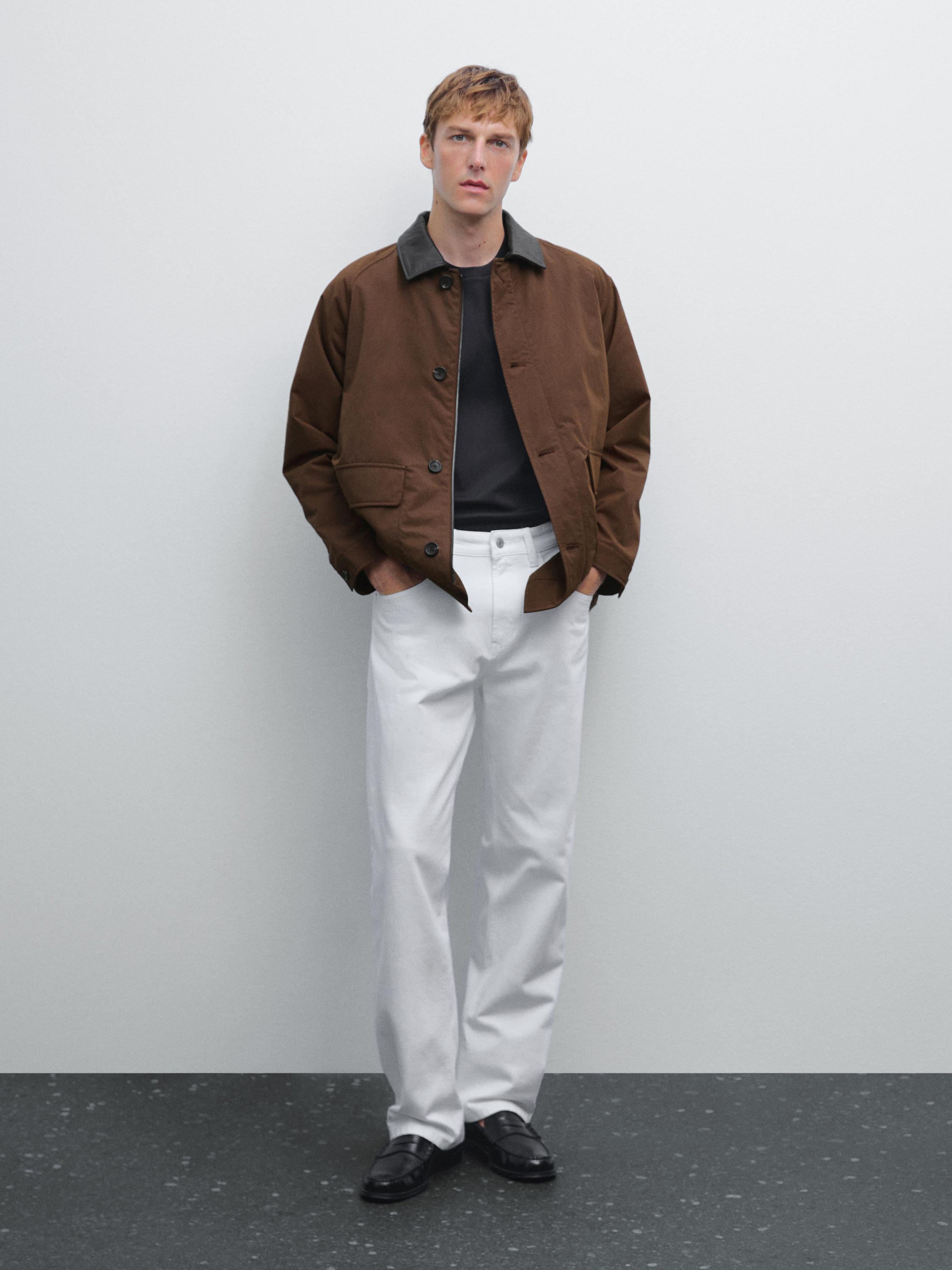 Short parka with collar detail