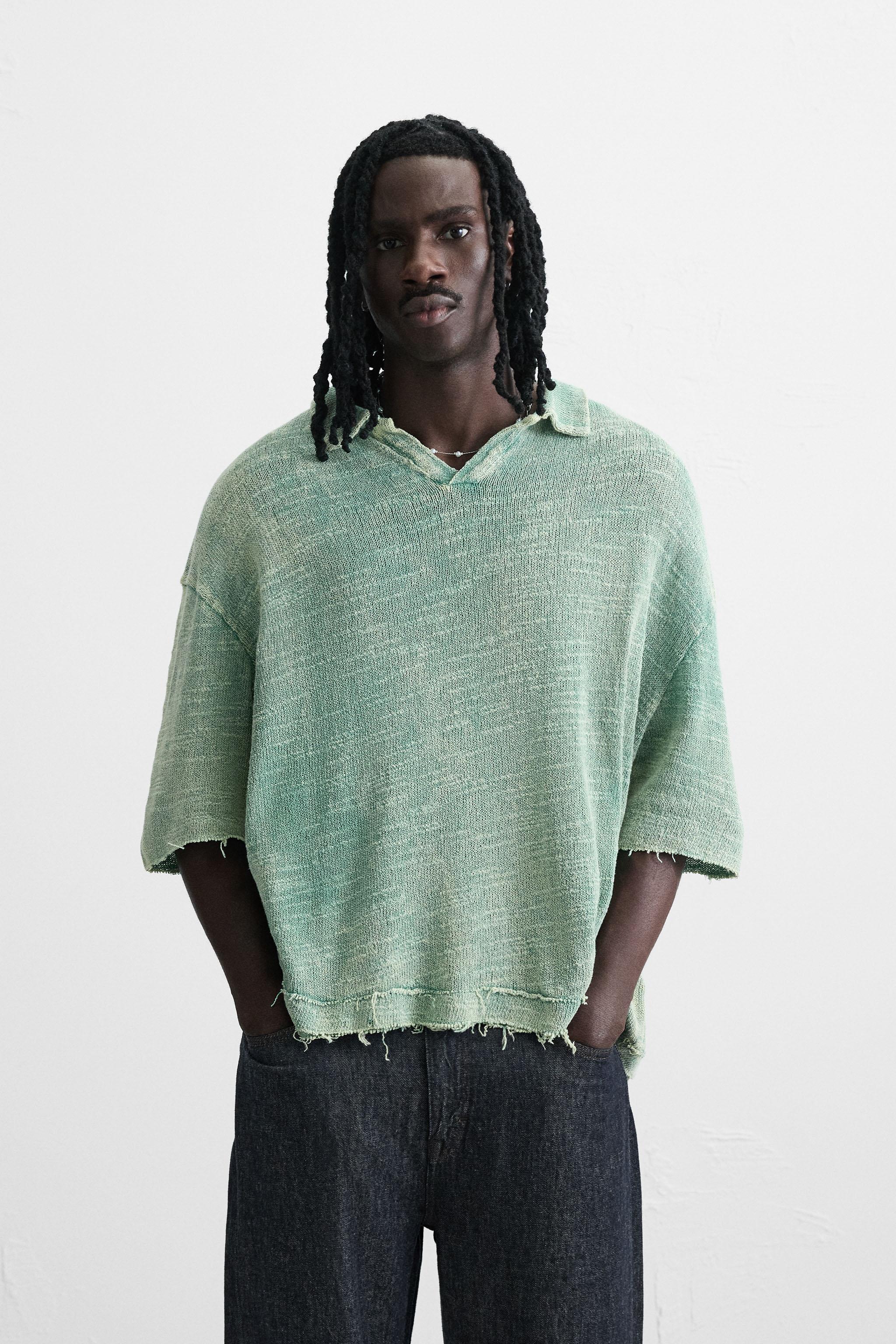 WASHED KNIT POLO SHIRT