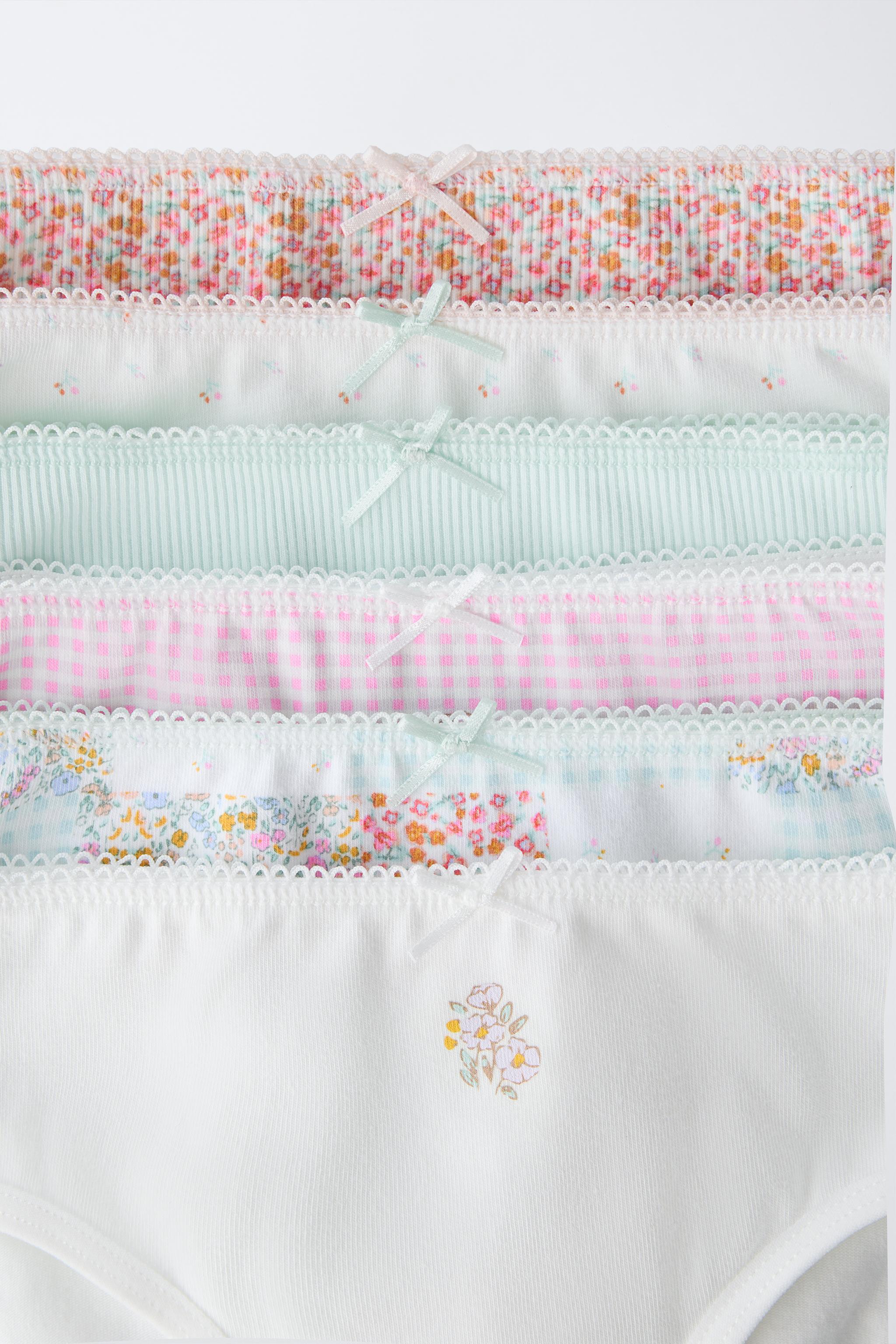 2-6 YEARS/ SIX-PACK OF RIBBED PATCHWORK AND FLORAL UNDERWEAR